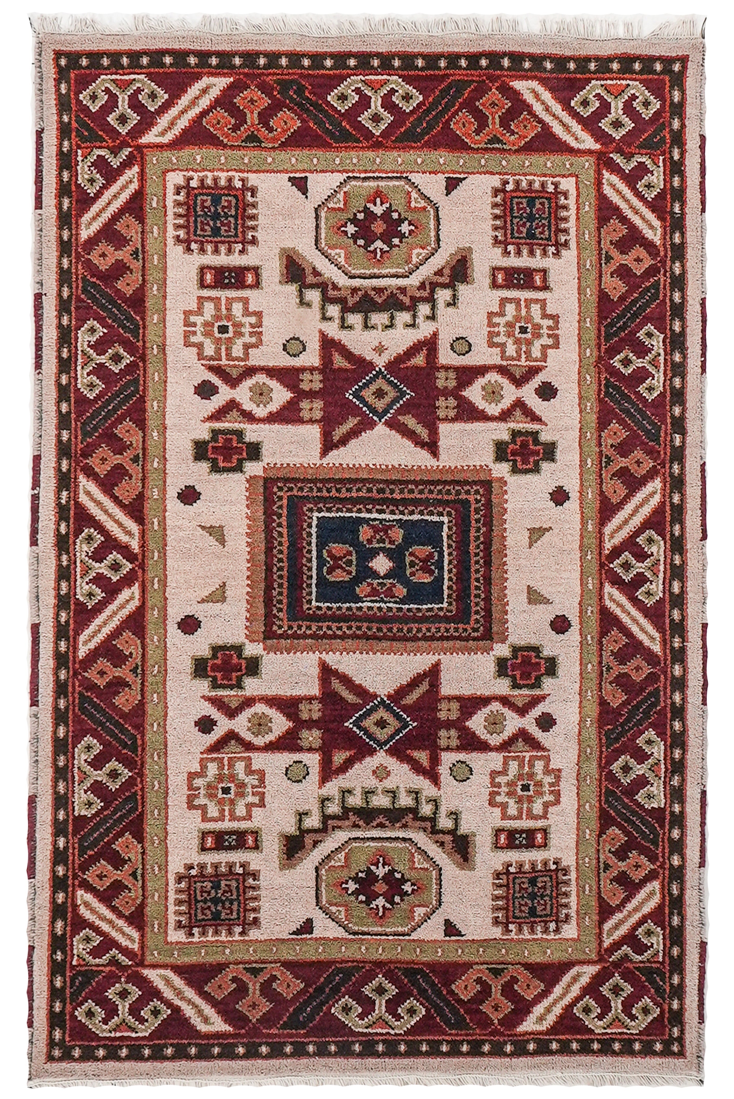 Rudrakshi Hand Knotted Afghan Kazak Rug