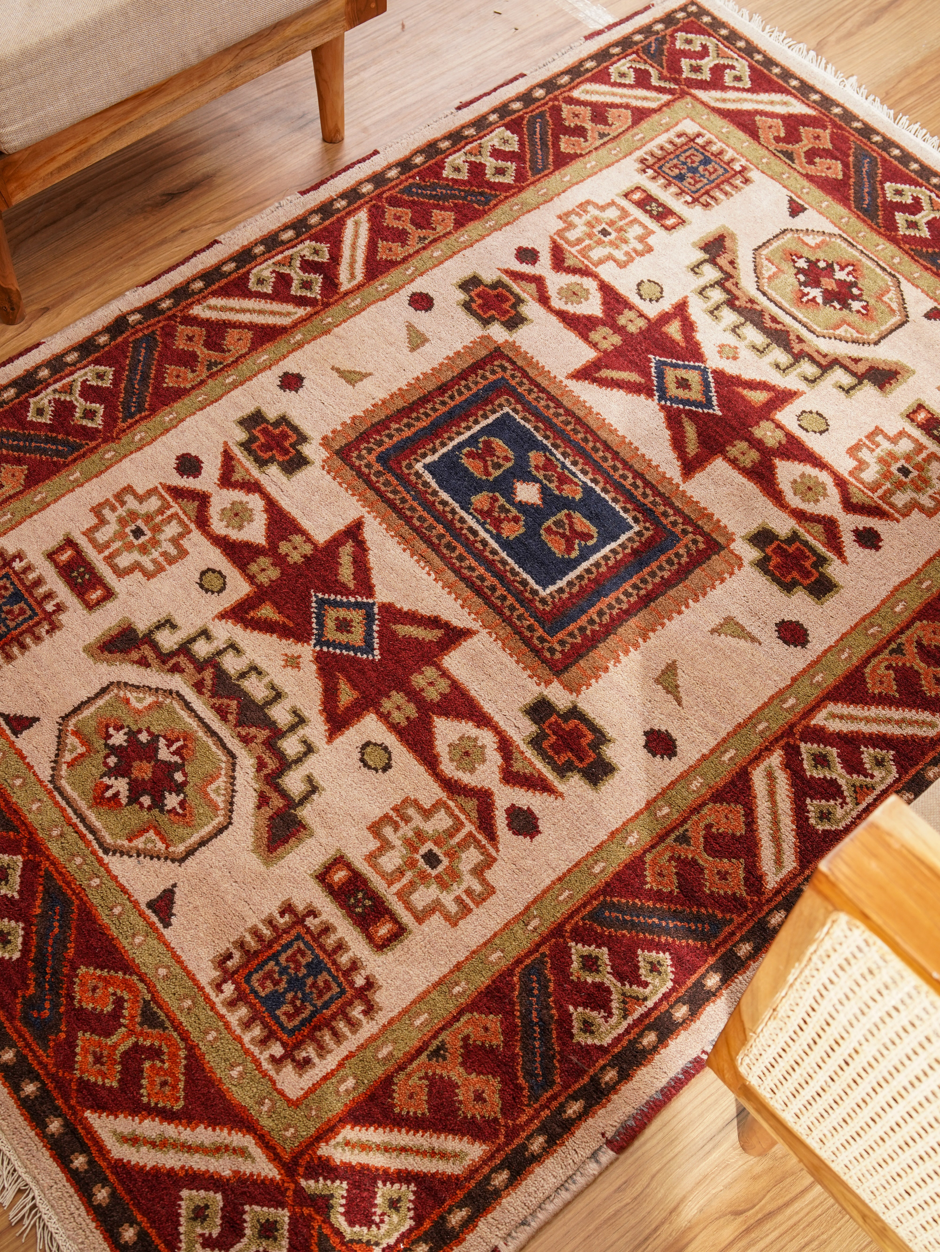 Rudrakshi Hand Knotted Afghan Kazak Rug