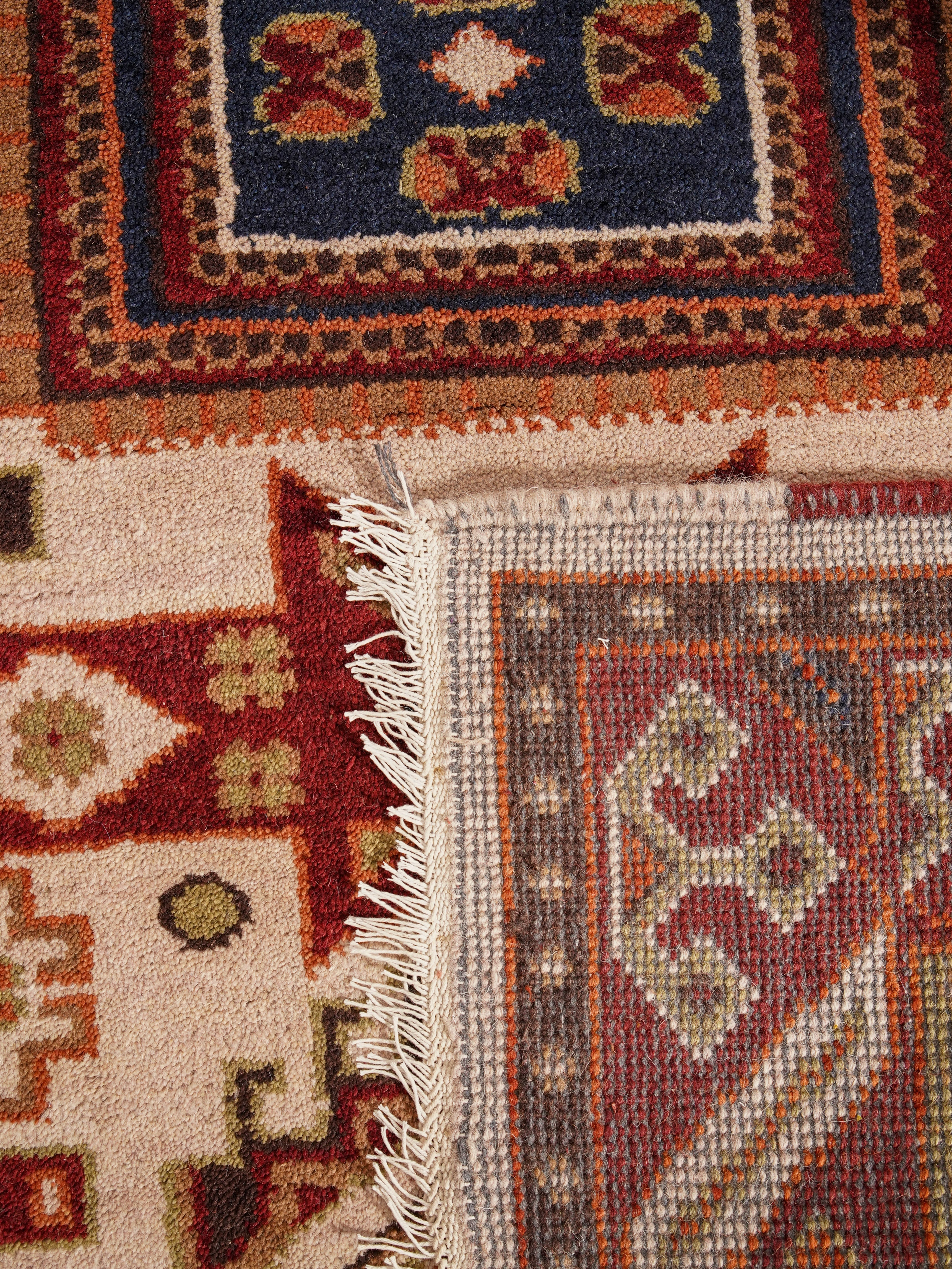 Rudrakshi Hand Knotted Afghan Kazak Rug