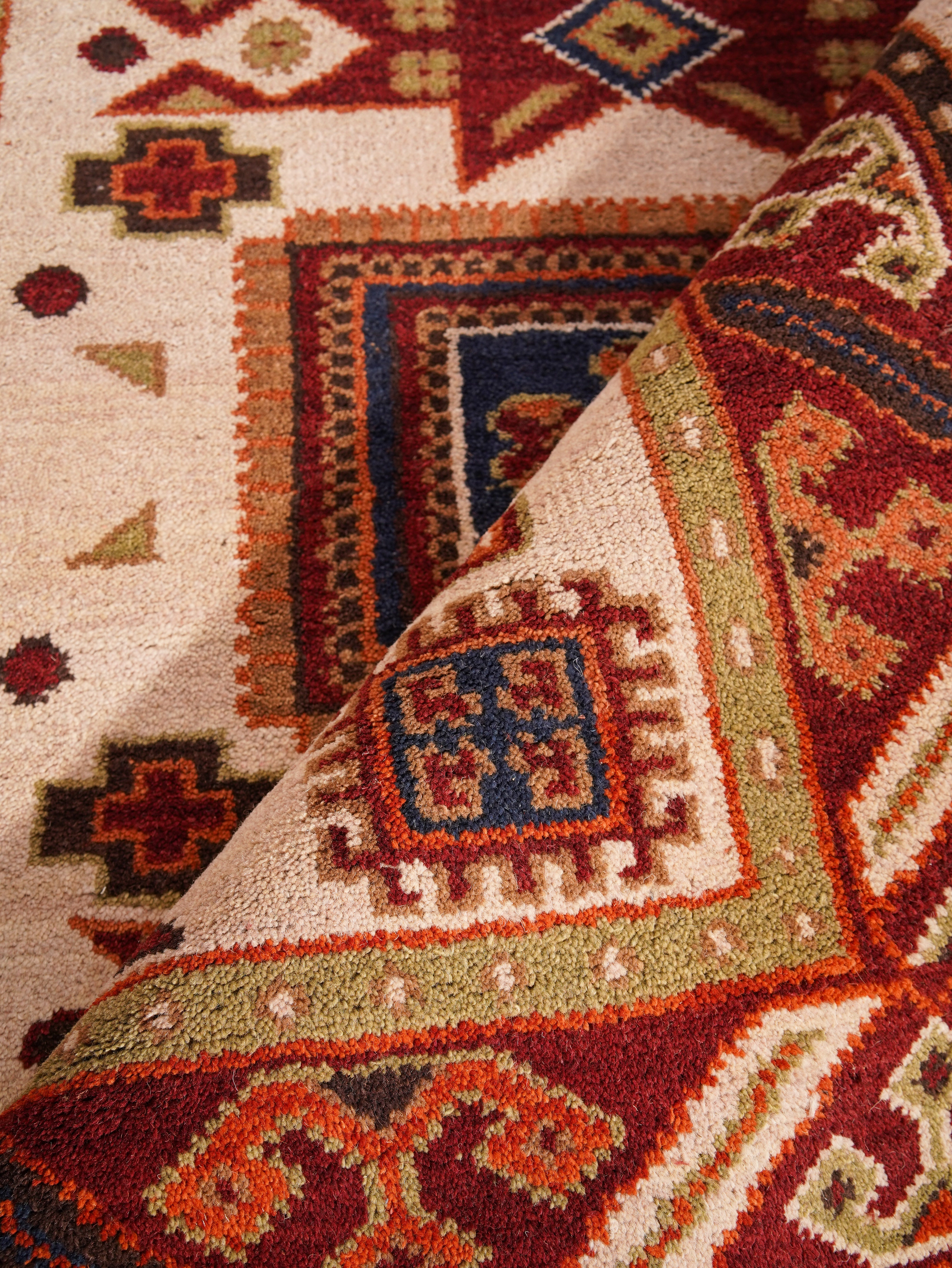 Rudrakshi Hand Knotted Afghan Kazak Rug