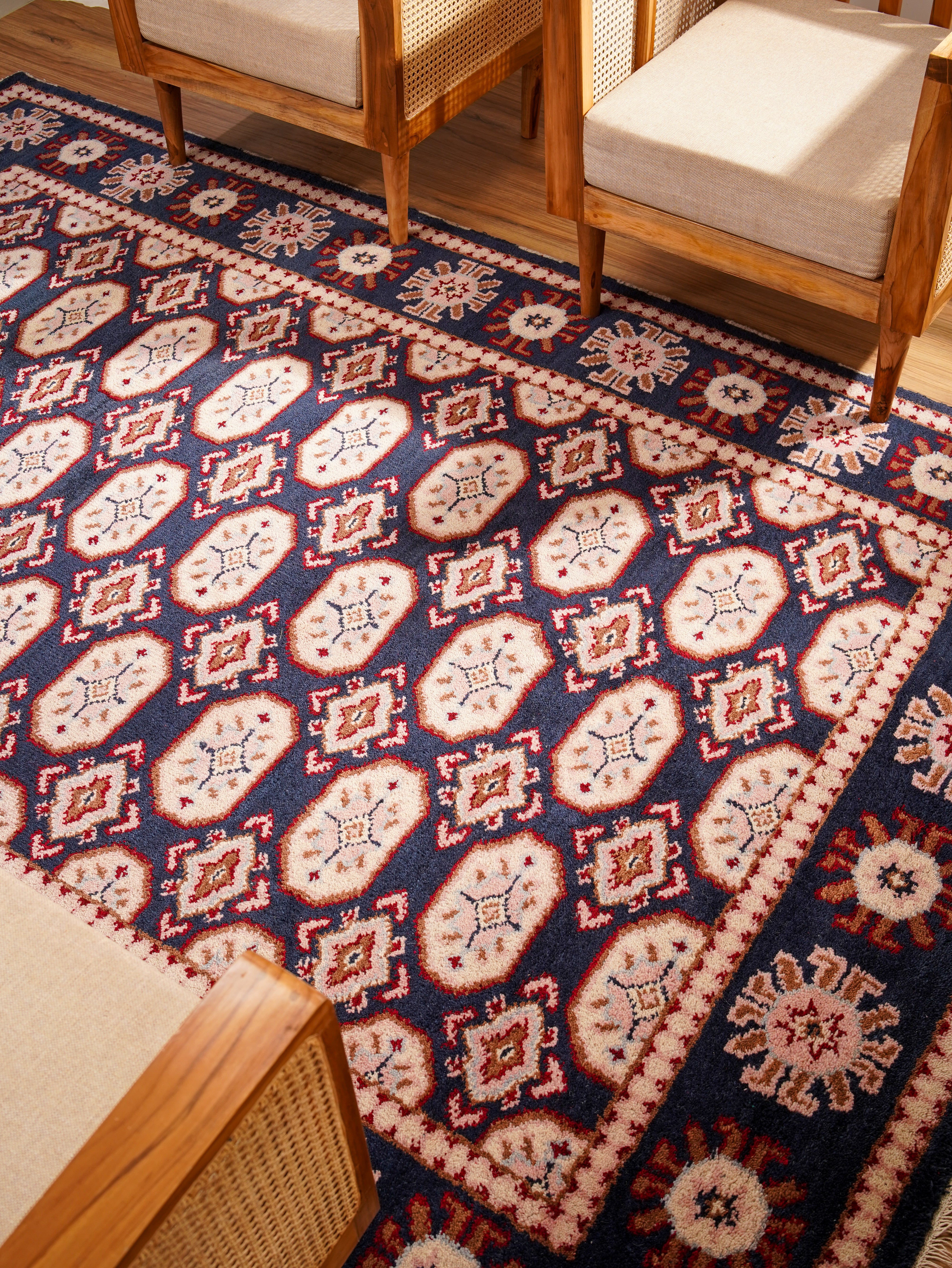 Manjari Hand Knotted Afghan Silk And Wool Area Rug