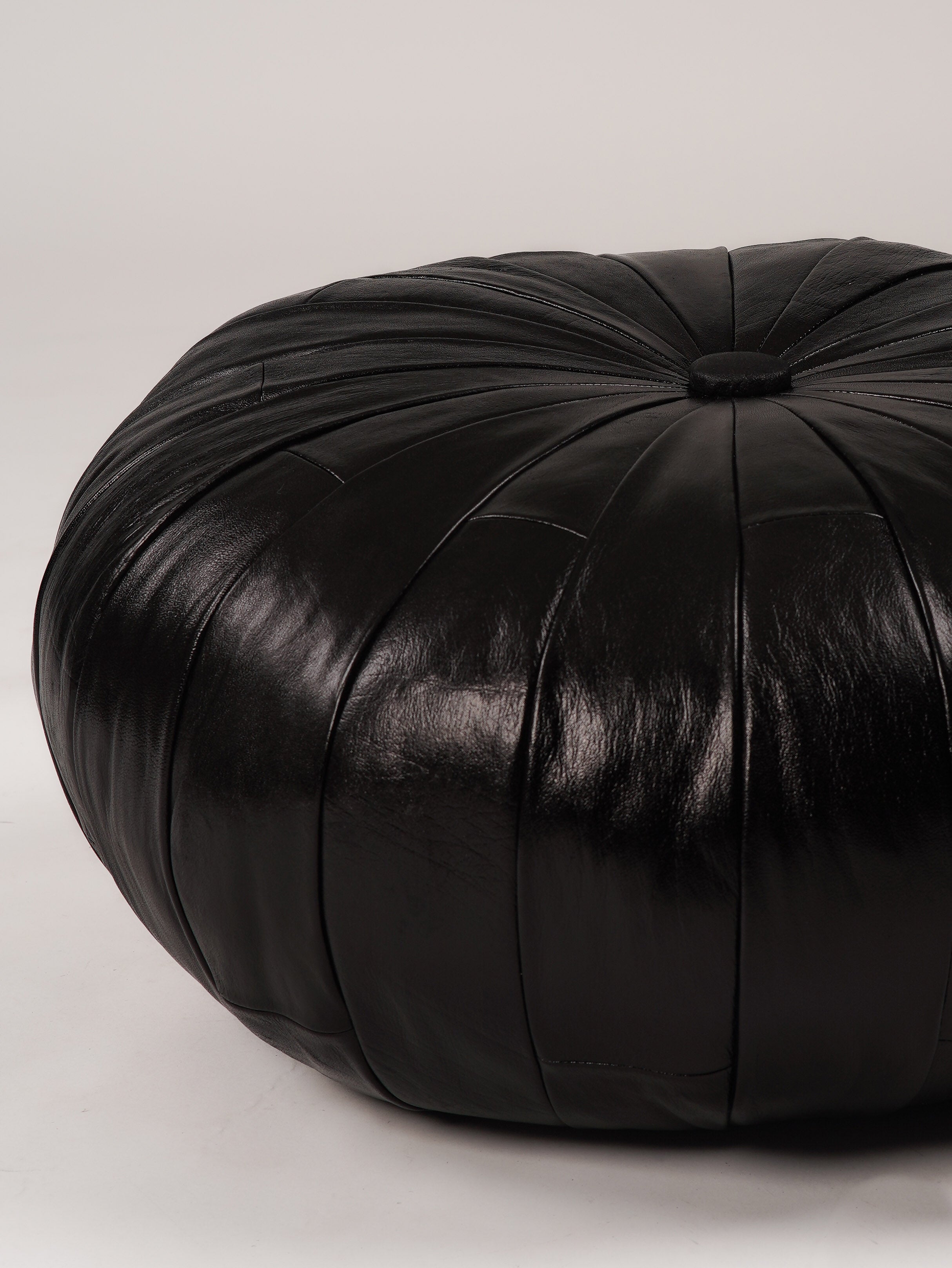 Noir Elegance Leather Pouf