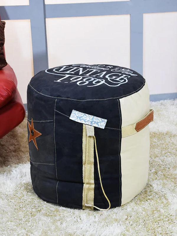 Retro Canvas Pouf