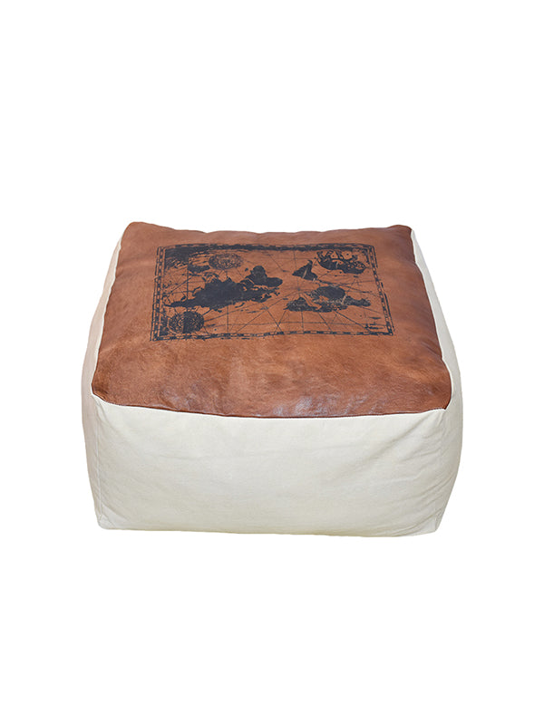 Globe-Trotter Leather Pouf