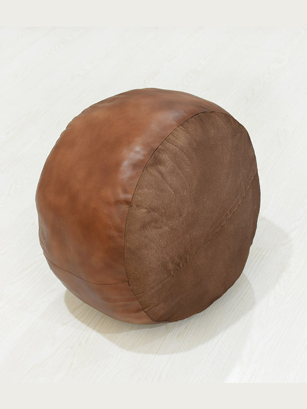 Handmade Buffalo Leather Pouf – Multiple Sizes & Colors | Round or Square | Filled