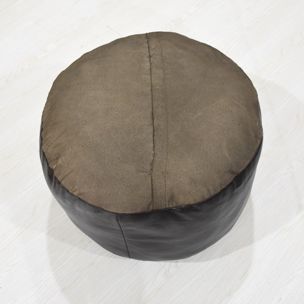 Handmade Buffalo Leather Pouf – Multiple Sizes & Colors | Round or Square | Filled