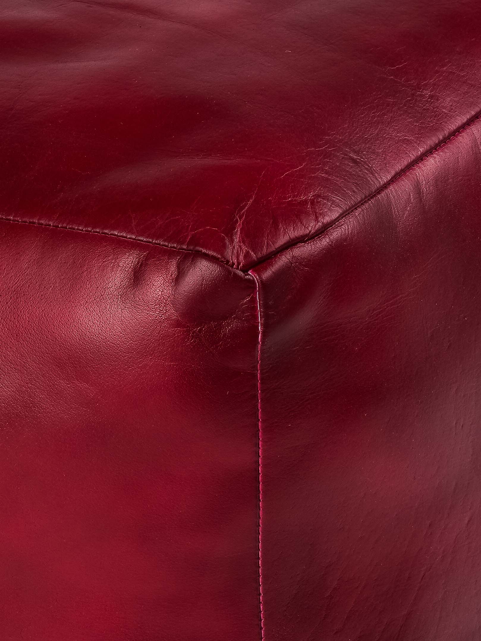 Handmade Buffalo Leather Pouf – Multiple Sizes & Colors | Round or Square | Filled