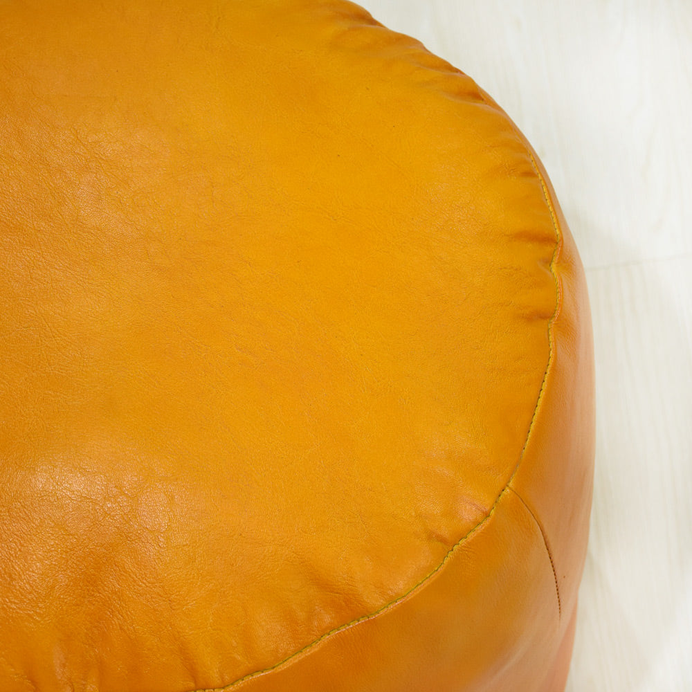 Handmade Buffalo Leather Pouf – Multiple Sizes & Colors | Round or Square | Filled