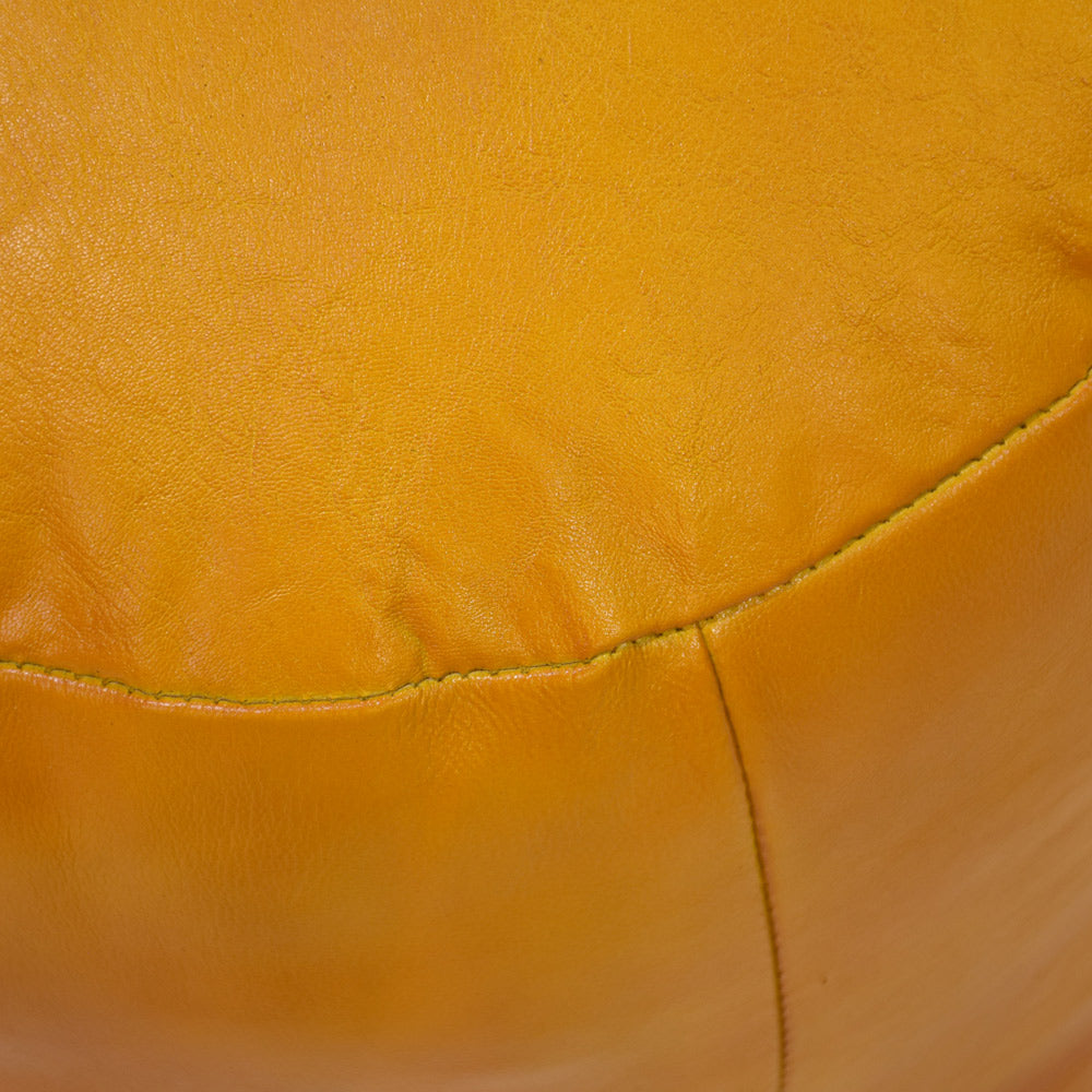 Handmade Buffalo Leather Pouf – Multiple Sizes & Colors | Round or Square | Filled