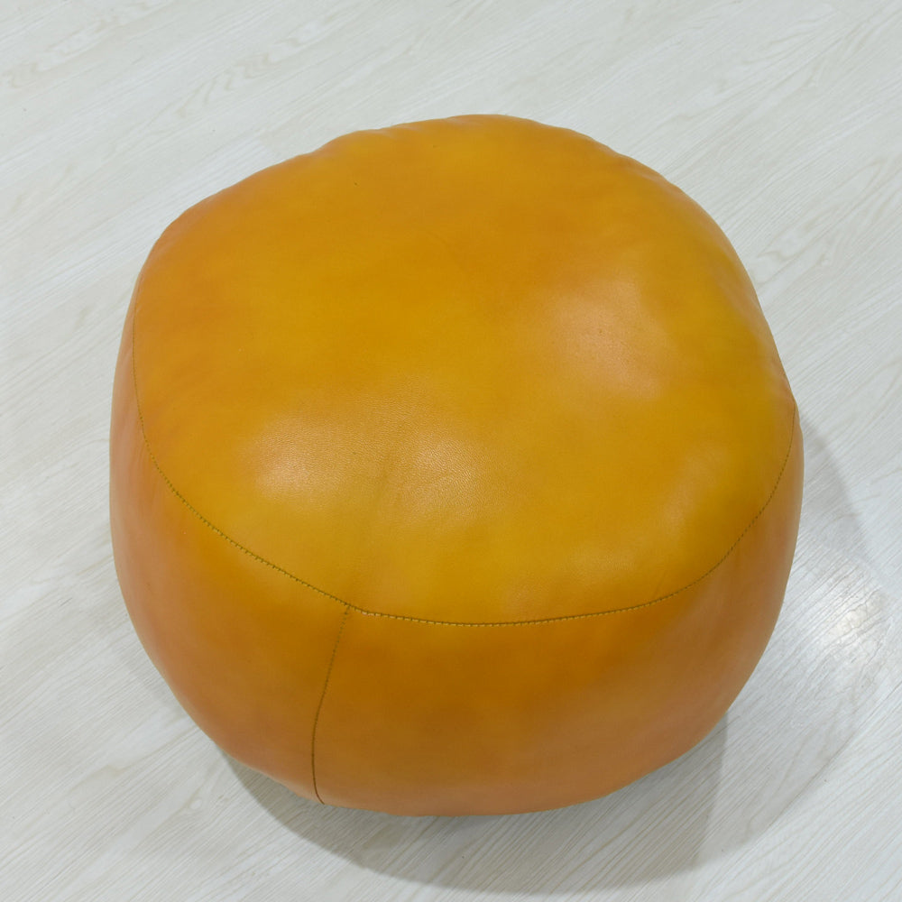 Handmade Buffalo Leather Pouf – Multiple Sizes & Colors | Round or Square | Filled
