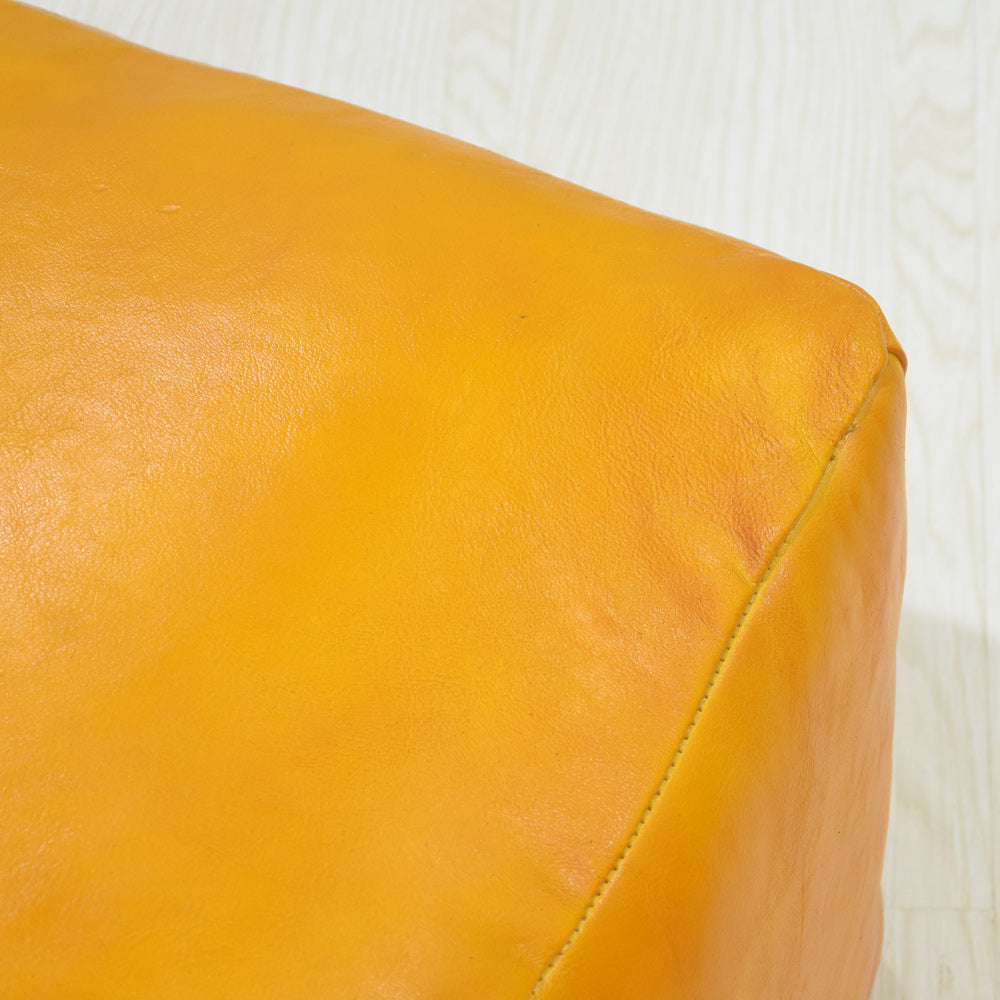 Handmade Buffalo Leather Pouf – Multiple Sizes & Colors | Round or Square | Filled