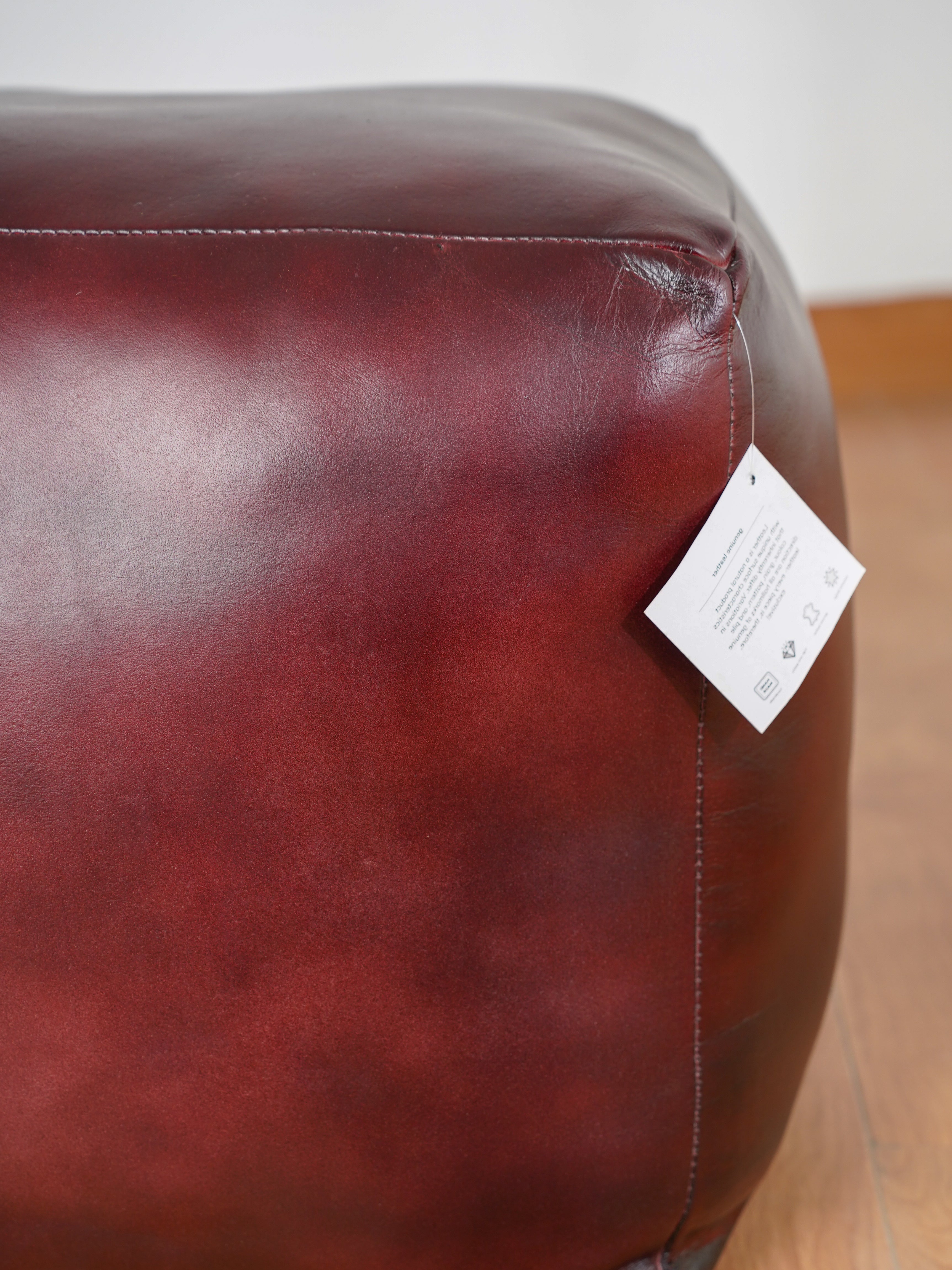 Handmade Buffalo Leather Pouf – Multiple Sizes & Colors | Round or Square | Filled