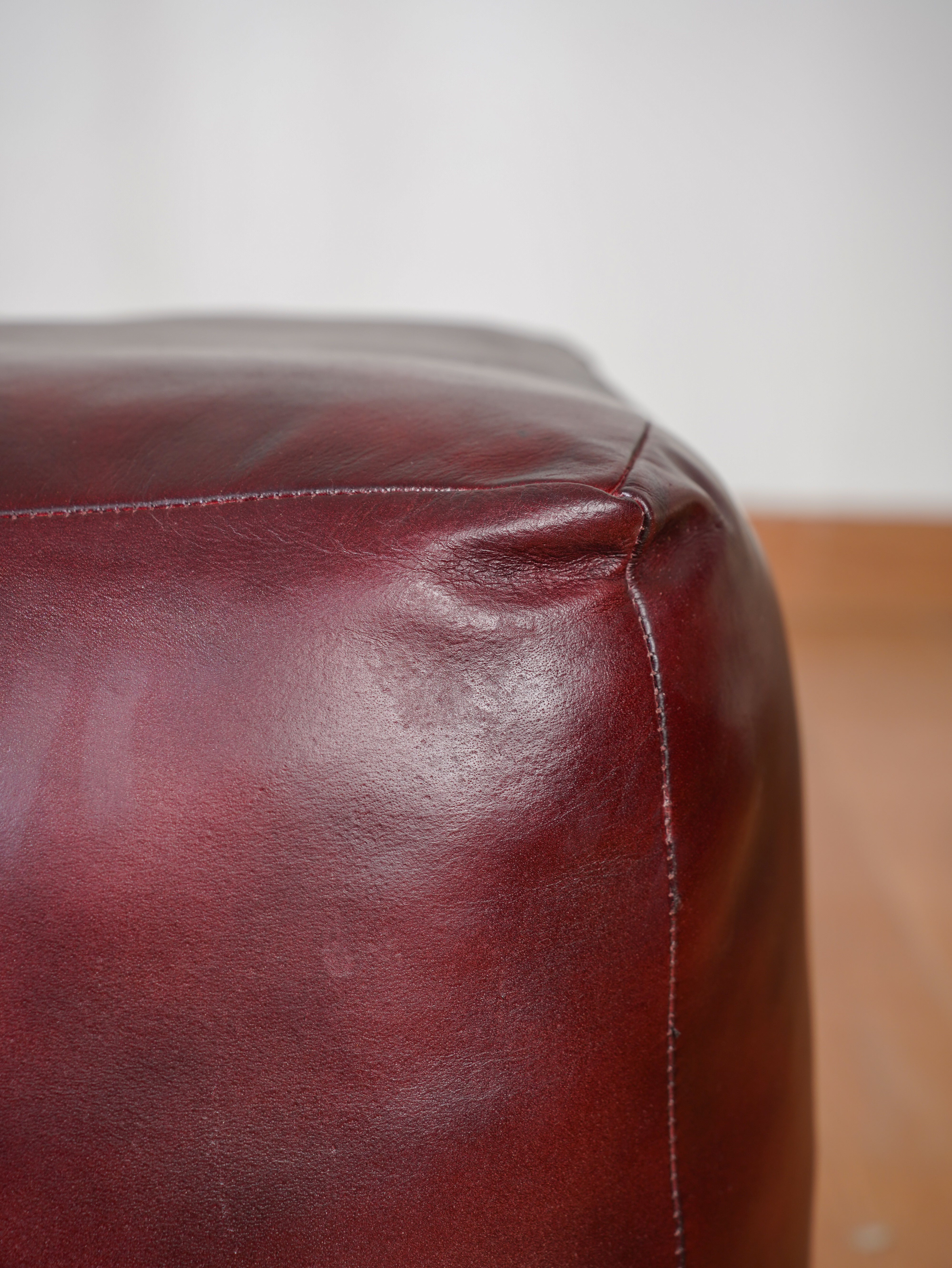 Handmade Buffalo Leather Pouf – Multiple Sizes & Colors | Round or Square | Filled