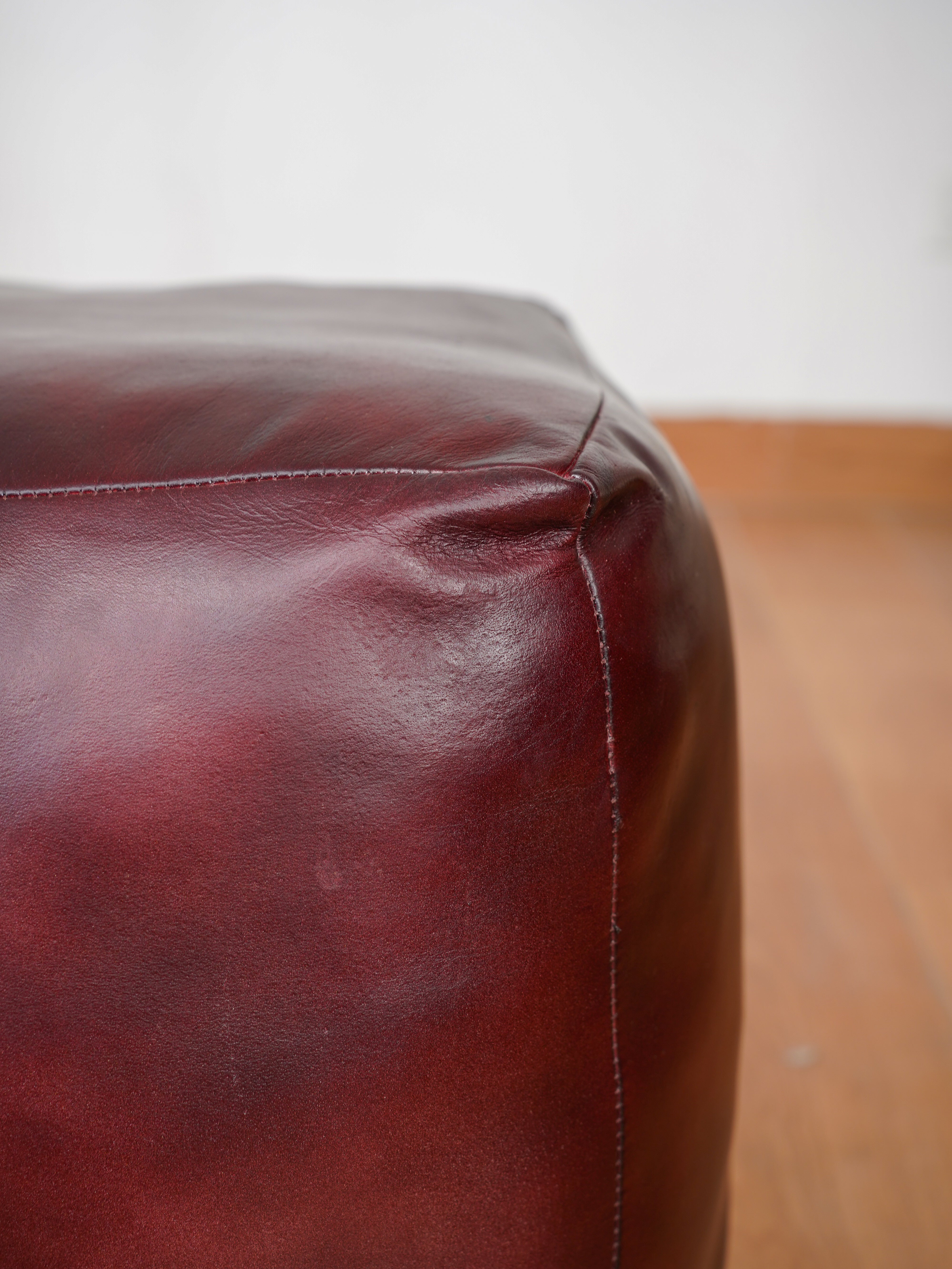 Handmade Buffalo Leather Pouf – Multiple Sizes & Colors | Round or Square | Filled