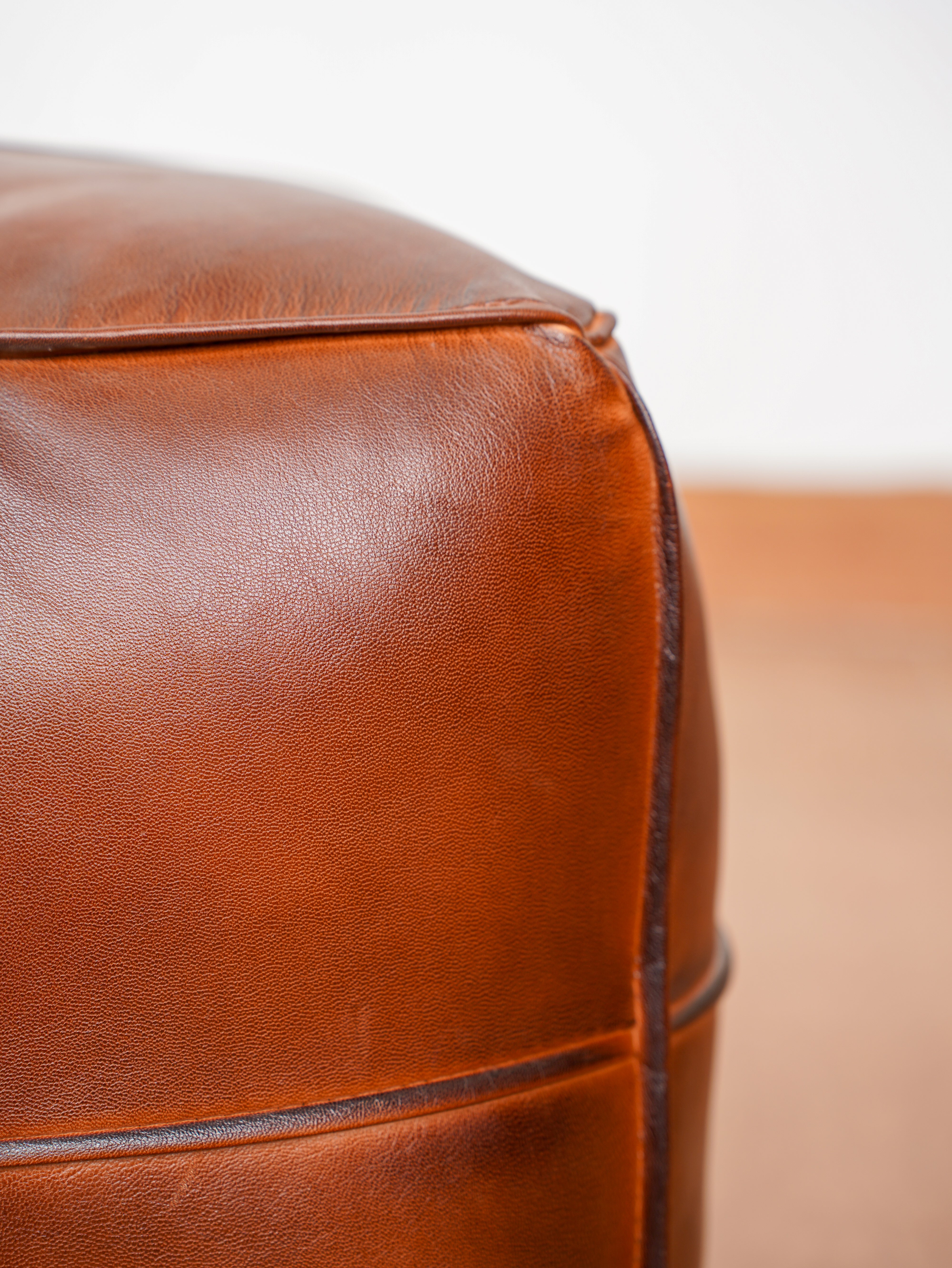 Scribe's Square Leather Pouf