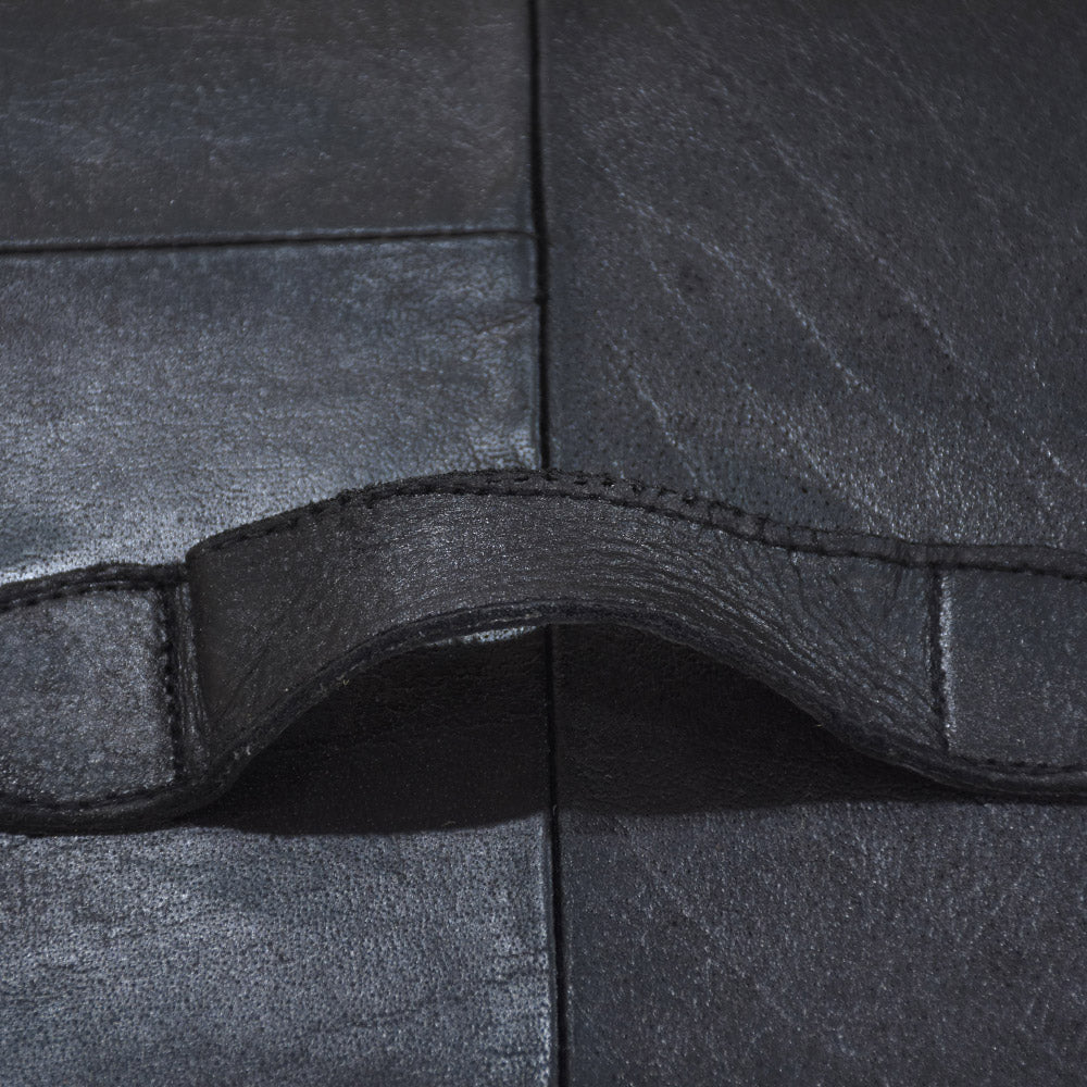 Square Buffalo Leather Pouf – Metropolitan Luxe Ottoman | Handmade | Black | Filled