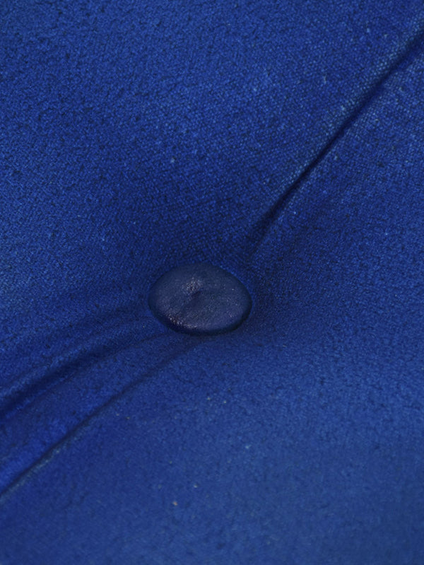 Metropolitan Luxe Blue Leather Pouf – Square Ottoman | Handmade | Vintage Blue | Filled