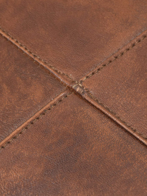 Copper Crossroads Leather Pouf