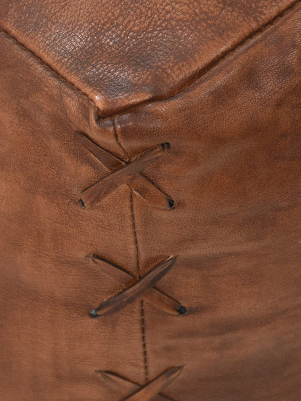 Copper Crossroads Leather Pouf