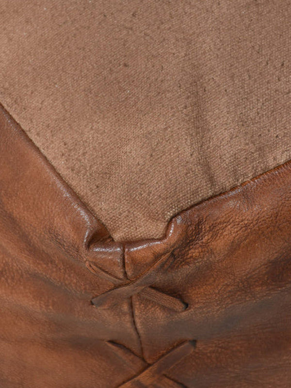 Copper Crossroads Leather Pouf