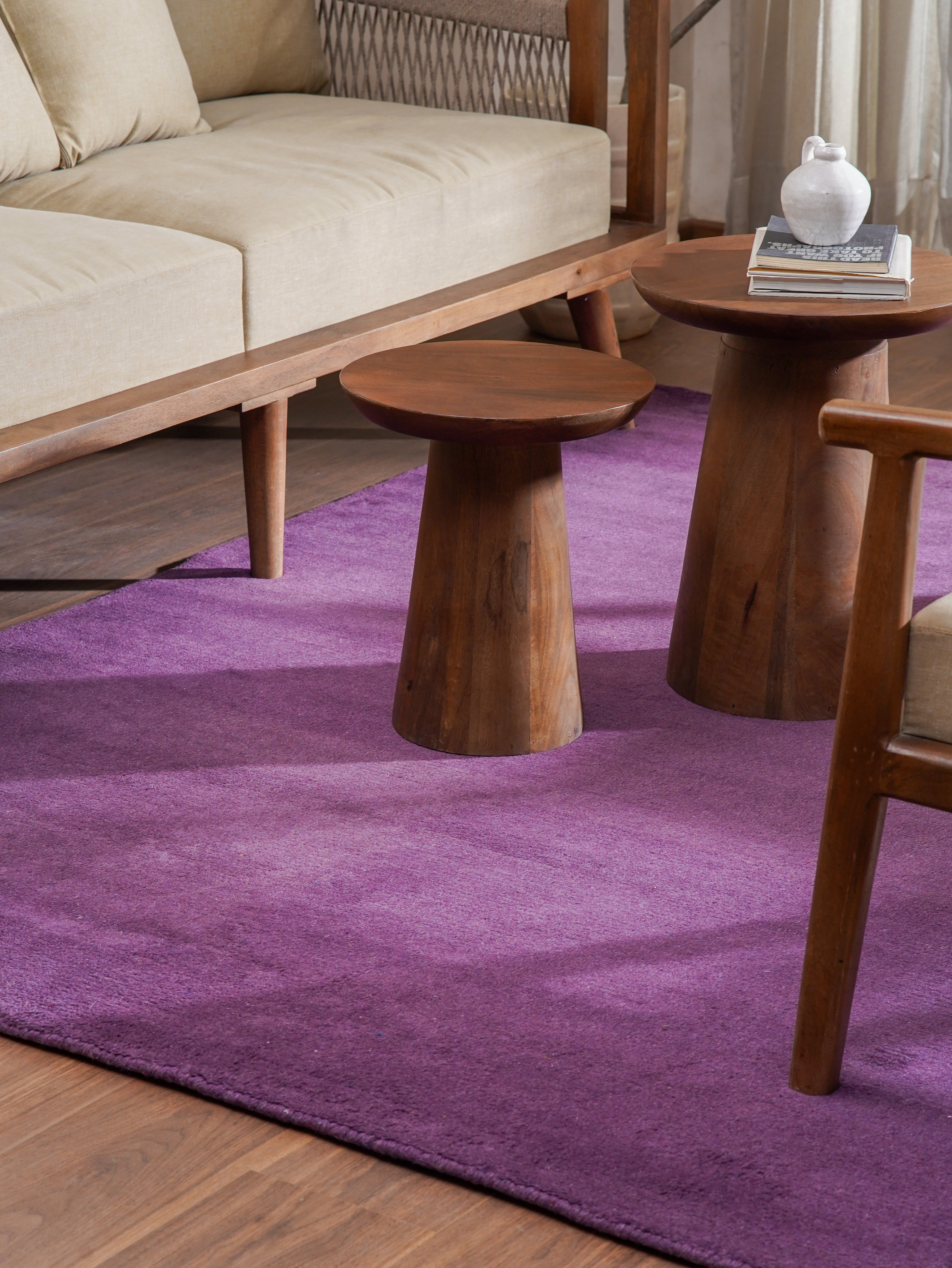 Purple Hand Knotted Tibbati Wool Rug