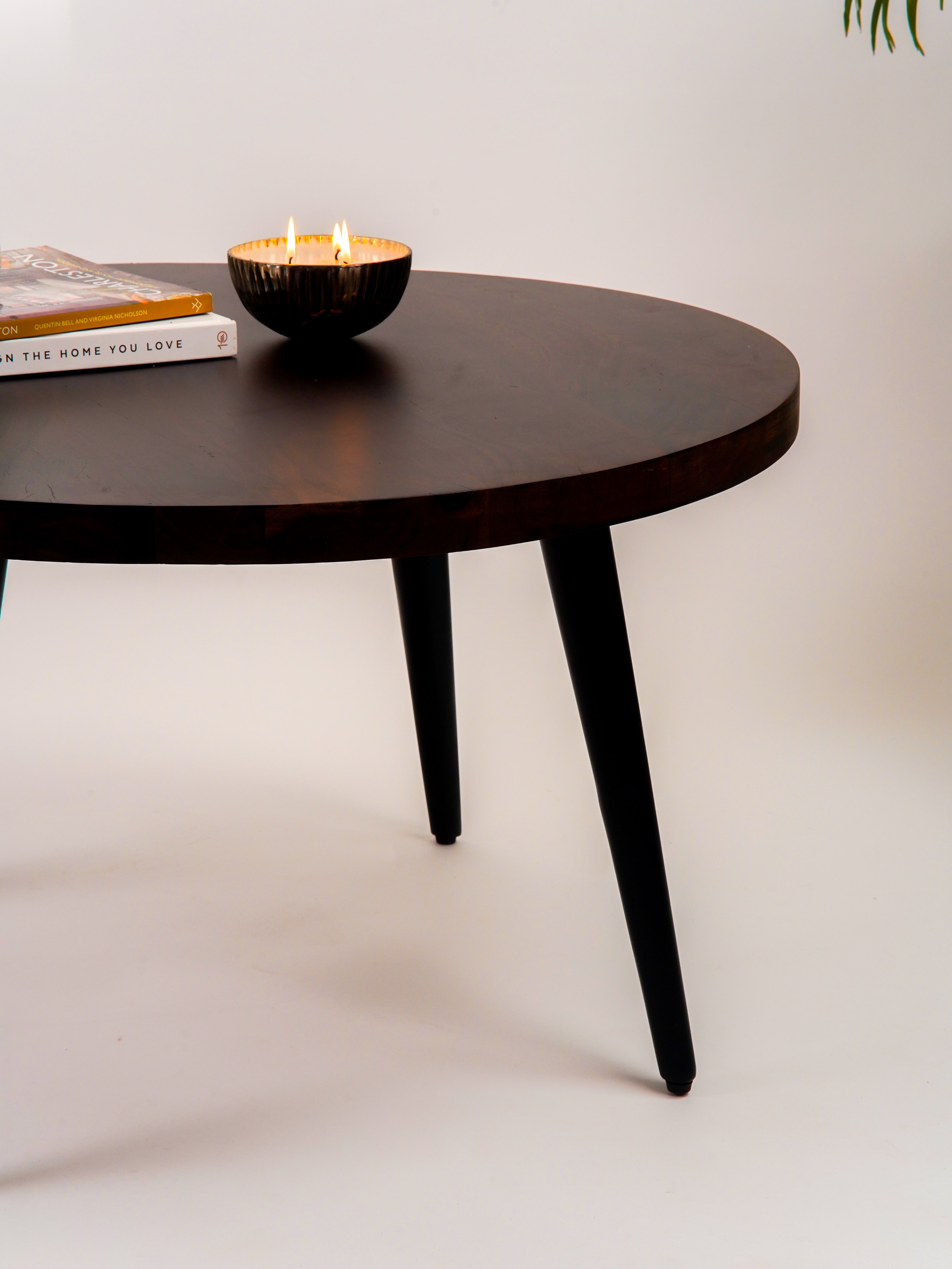 Magnolia Solid Wood Round Coffee Table (32") - Walnut