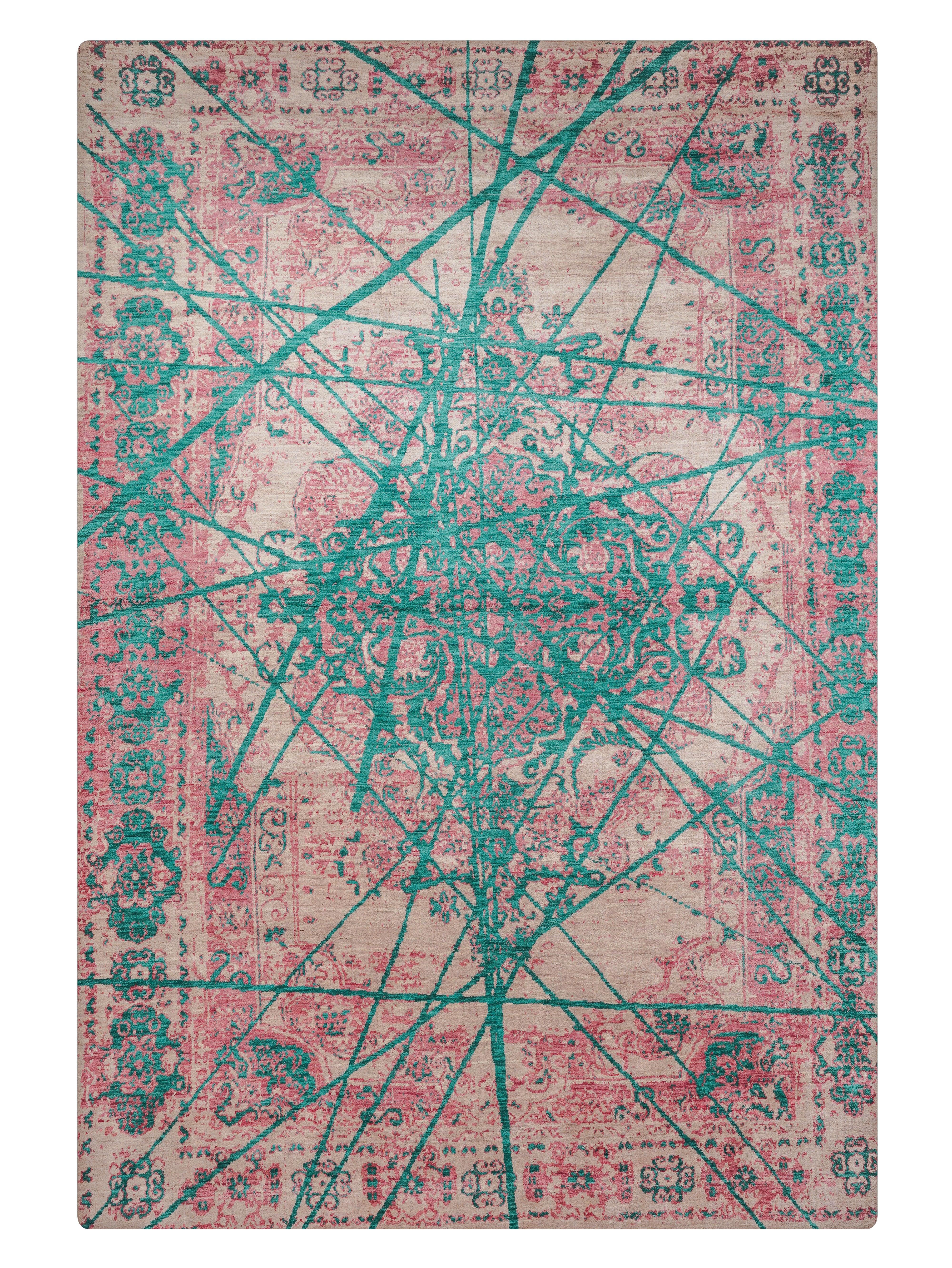 Teal Reverie Hand Knotted Oriental Wool Area Rug