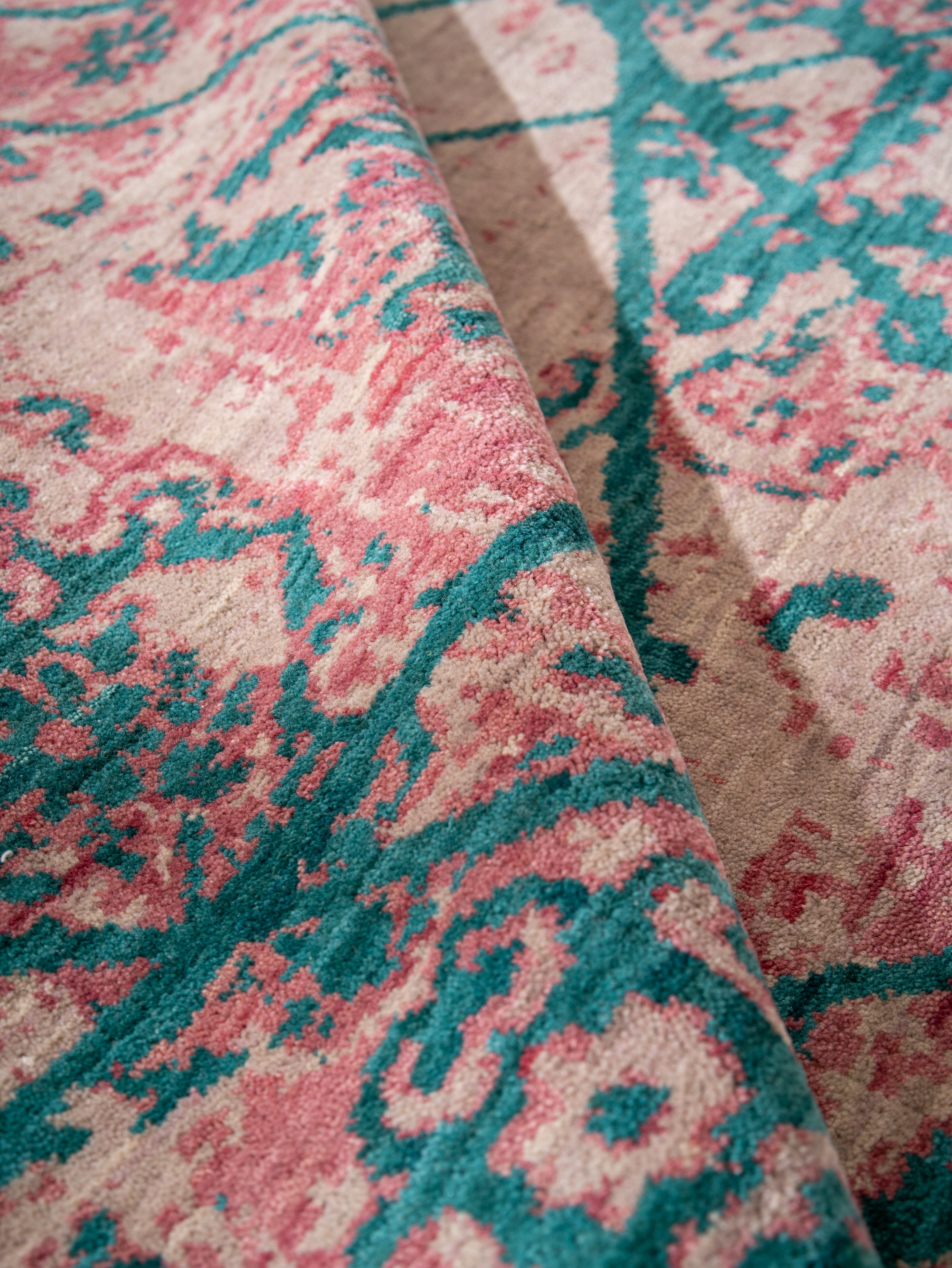 Teal Reverie Hand Knotted Oriental Wool Area Rug