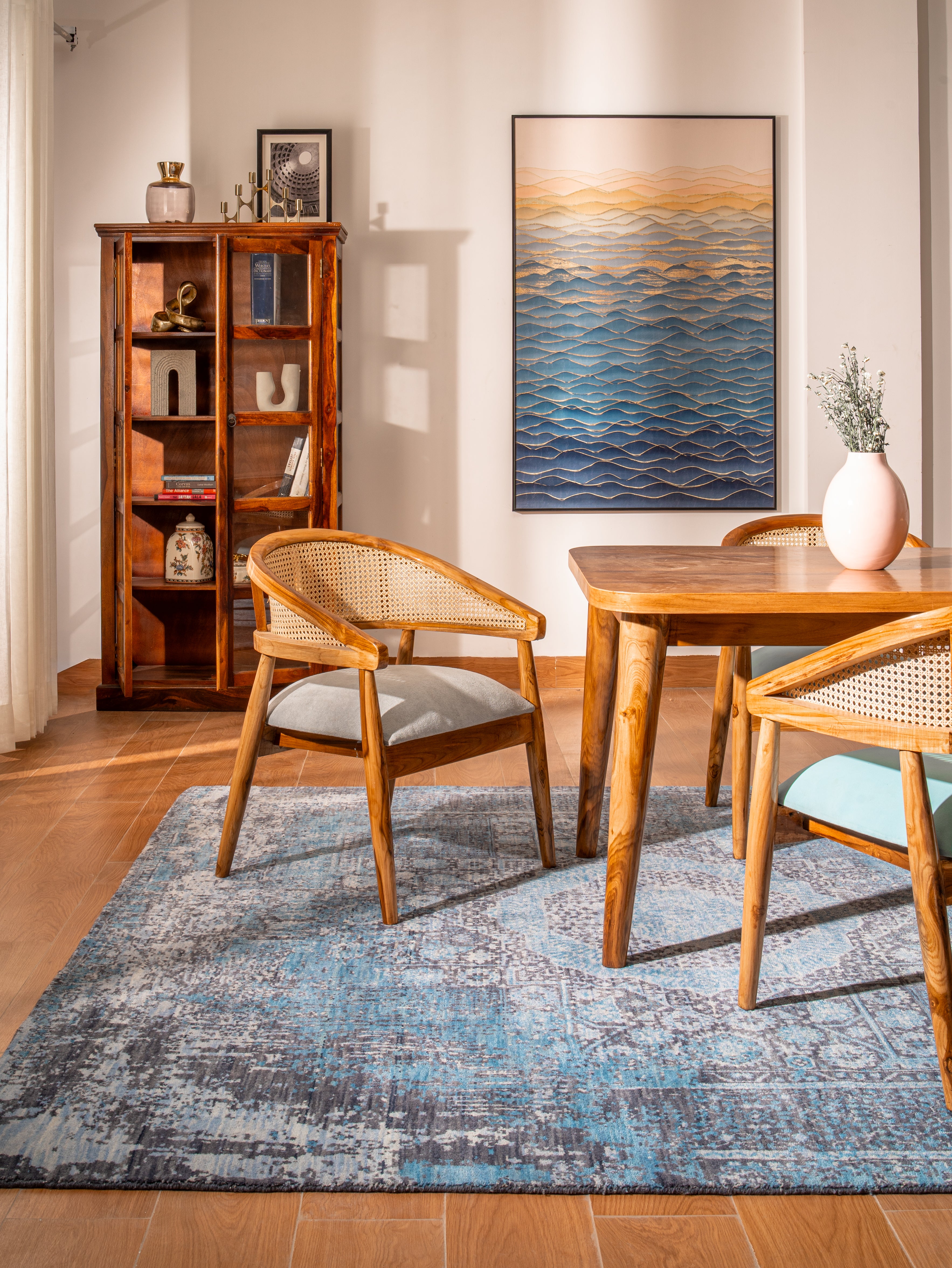 Blue Reverie Hand Knotted Wool Oriental Area Rug