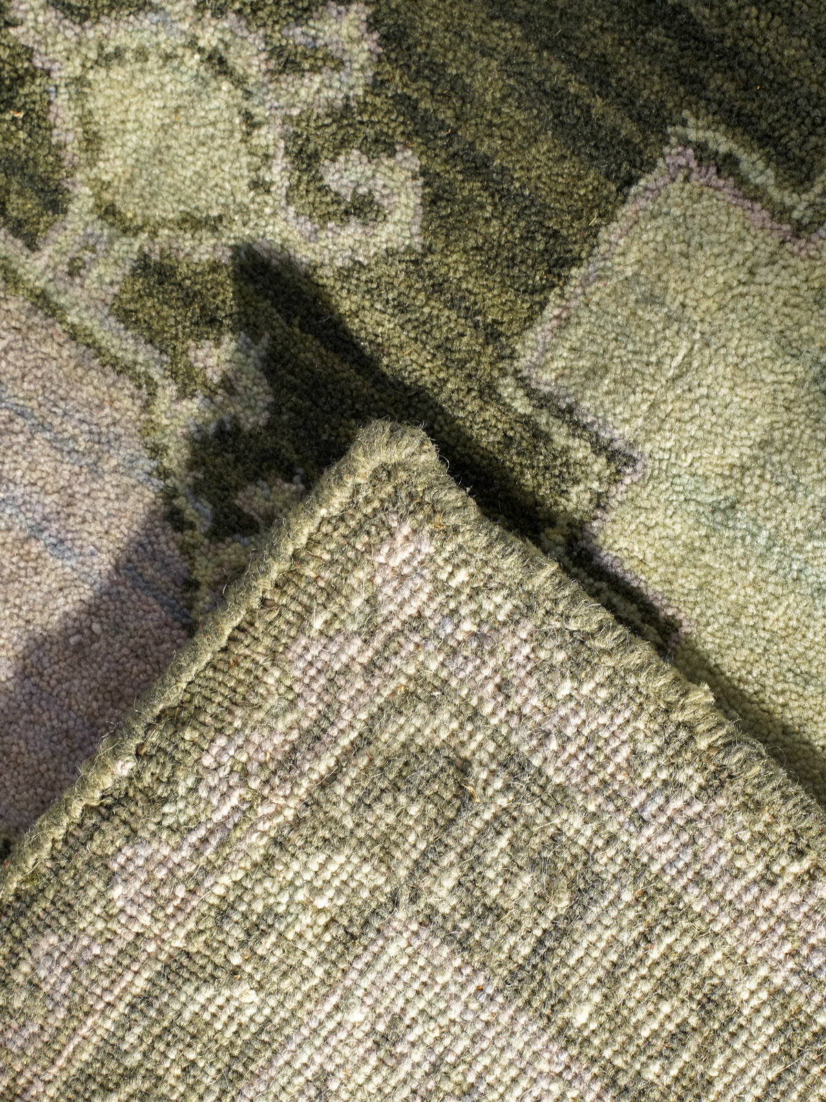Hand Knotted Wool Oriental Area Rug Light Green