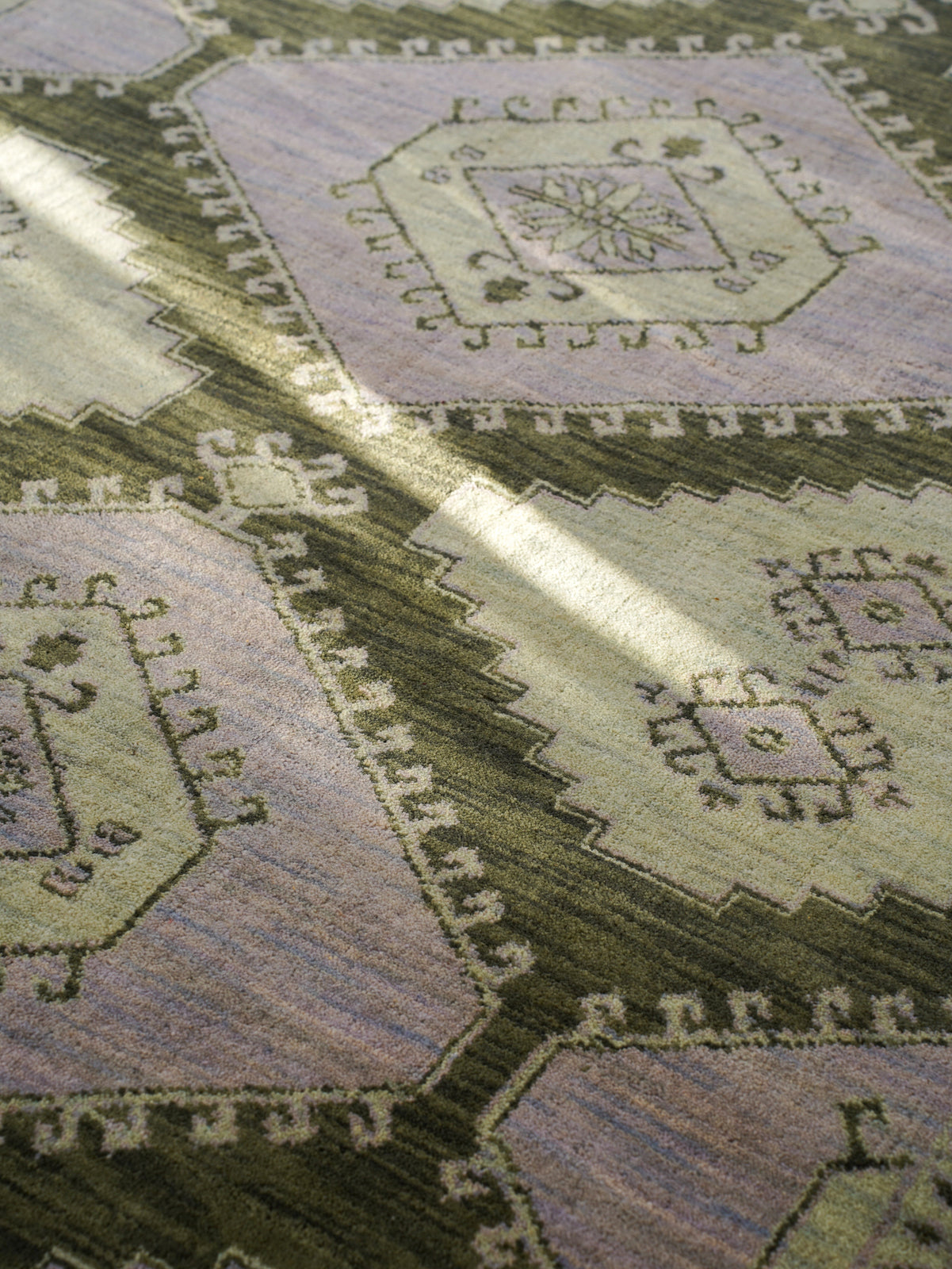Hand Knotted Wool Oriental Area Rug Light Green