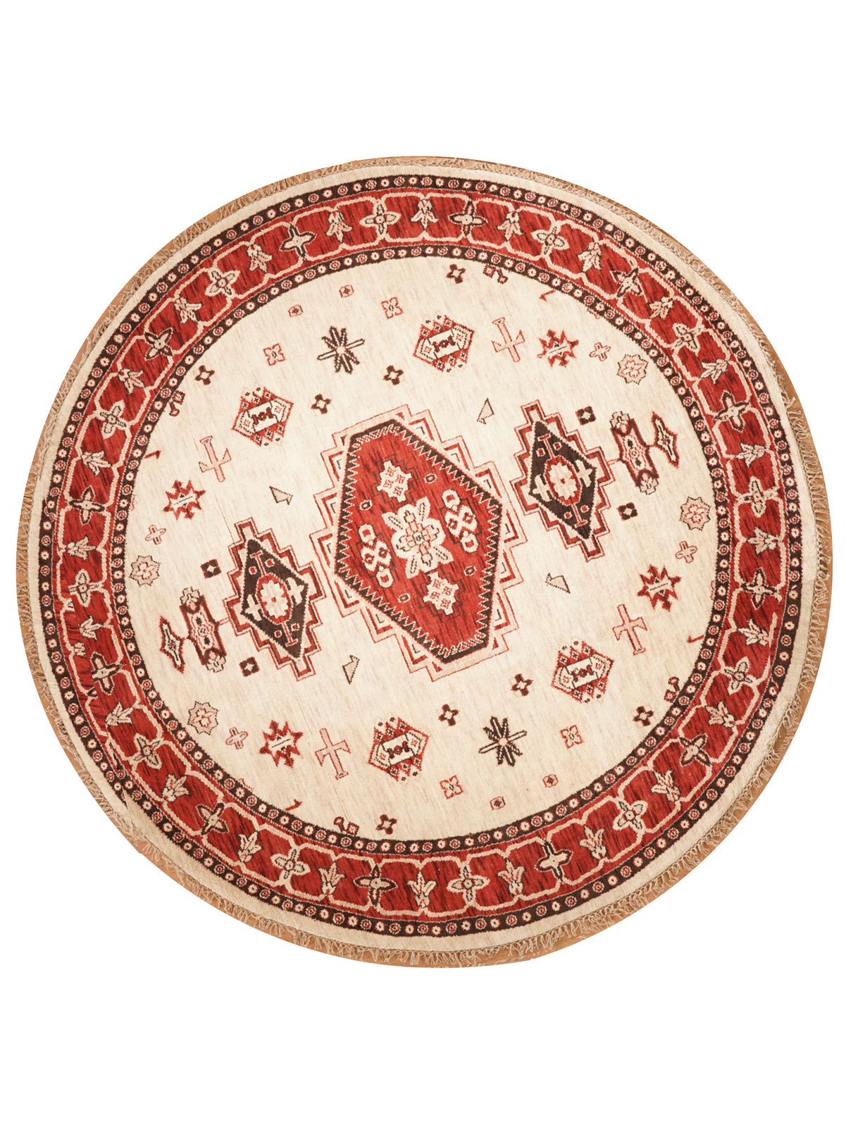 Golden Red Heritage Hand-Knotted Wool Rug with Red Tribal Medallion Design