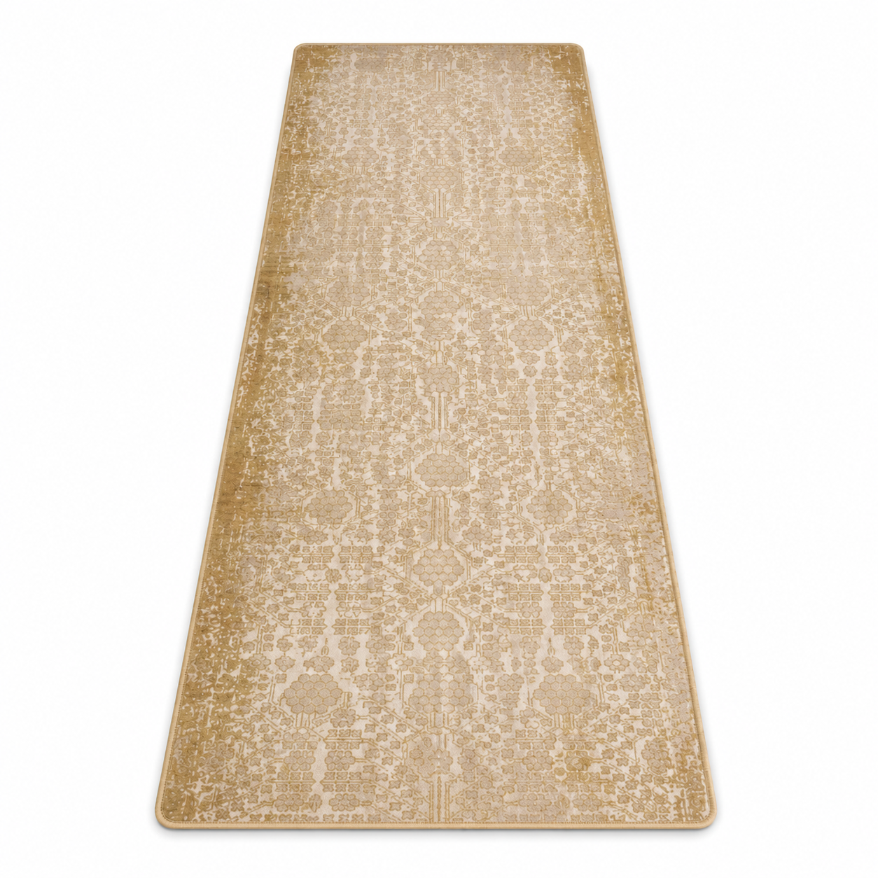 Ivory & Gold Vintage-Style Hand Knotted Rug
