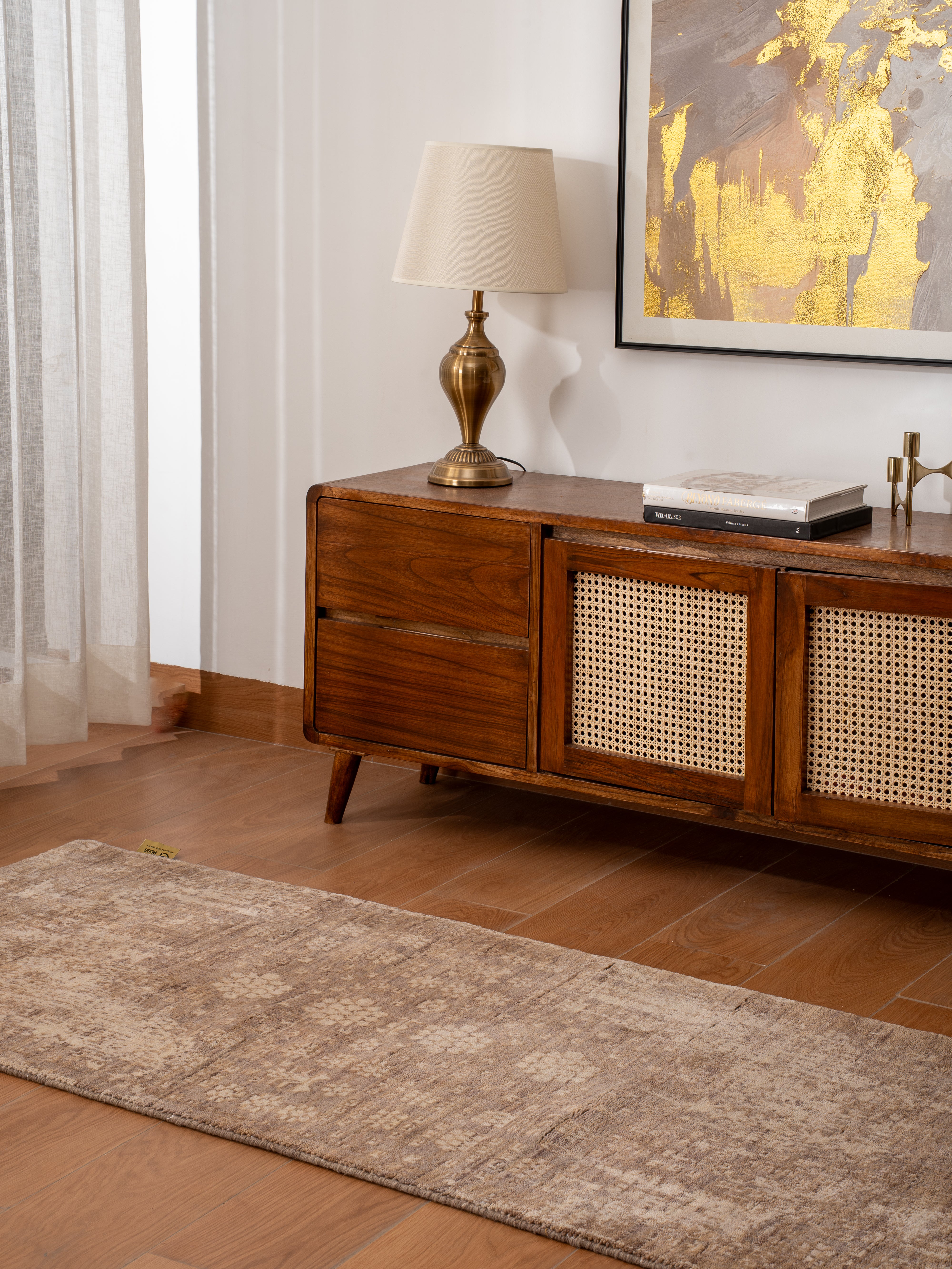 Ivory & Gold Vintage-Style Hand Knotted Rug