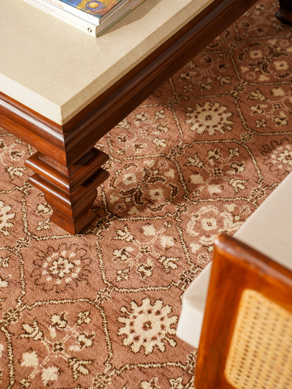 Oriental Trellis Runner Rug – Light Brown & Beige