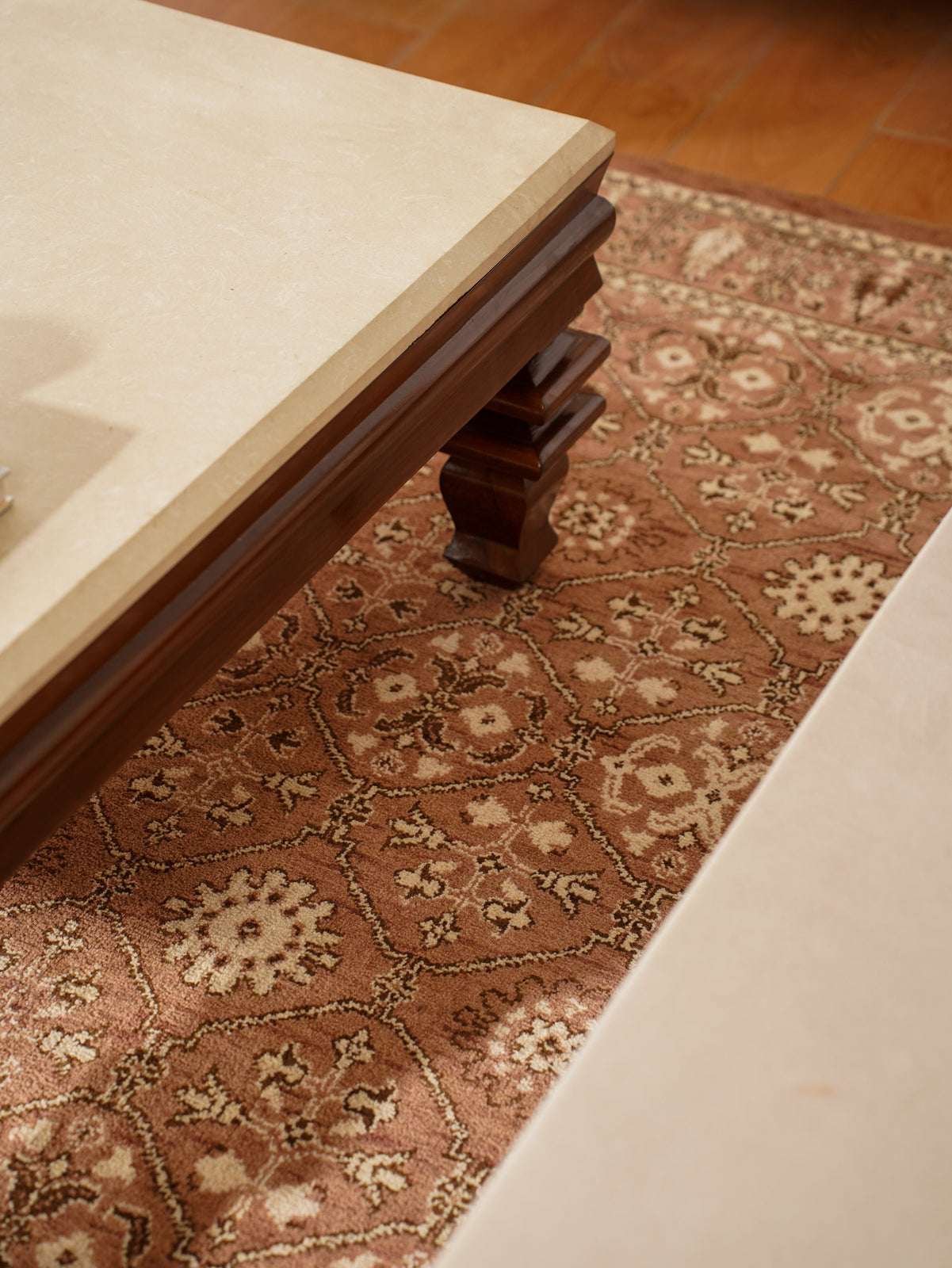 Oriental Trellis Runner Rug – Light Brown & Beige