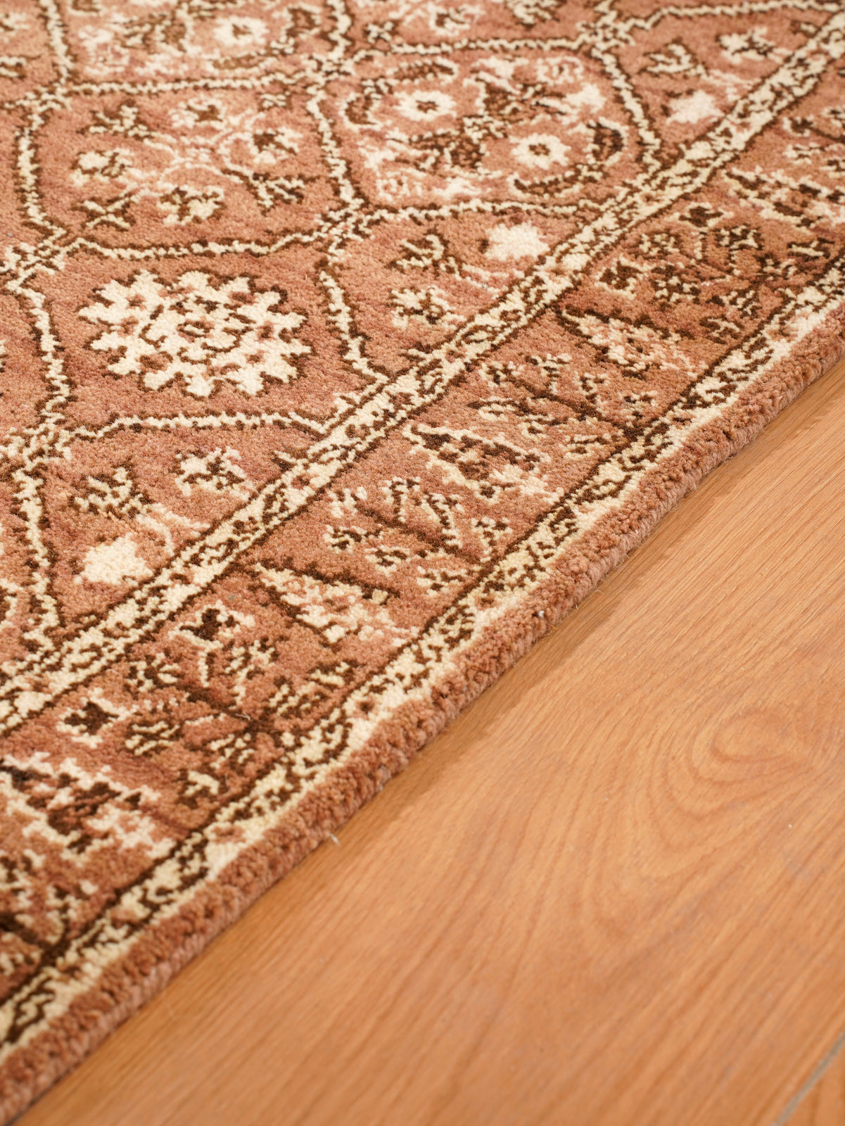 Oriental Trellis Runner Rug – Light Brown & Beige