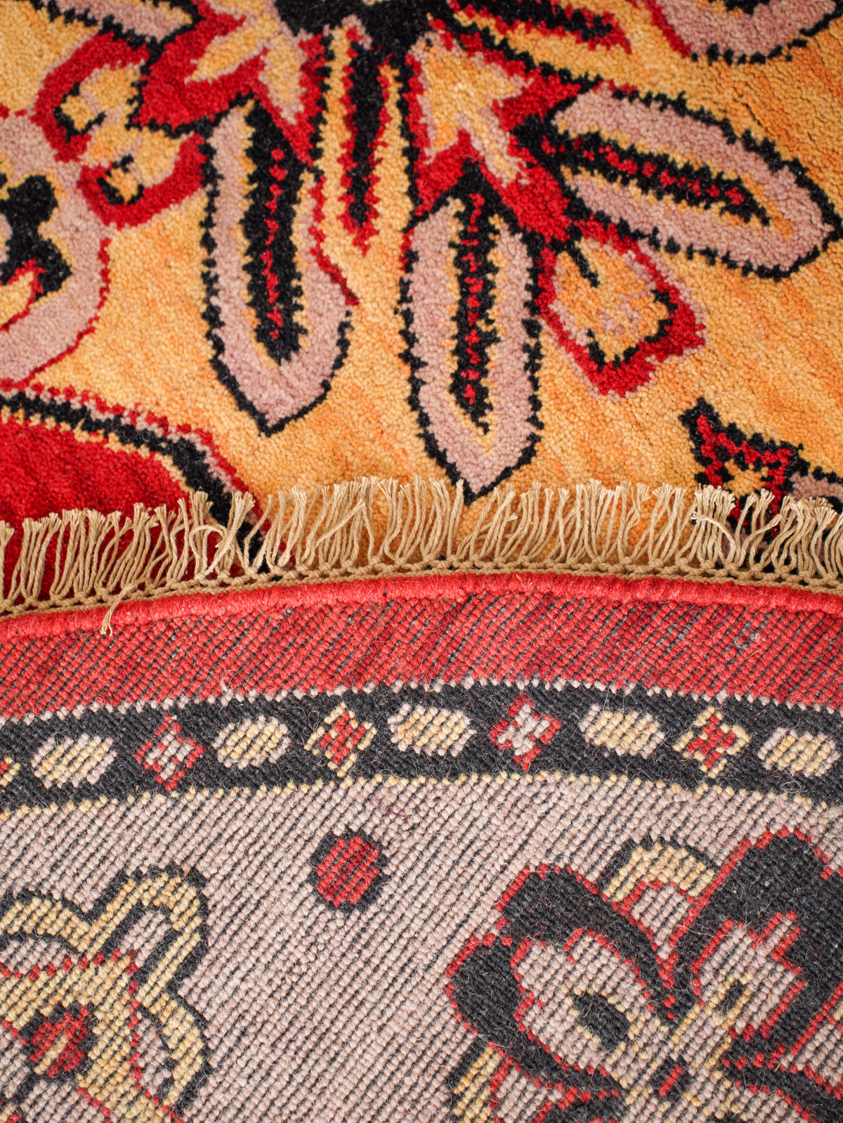 Hand-Knotted Red and Beige Wool Oriental Area Rug with Tribal Medallion Pattern