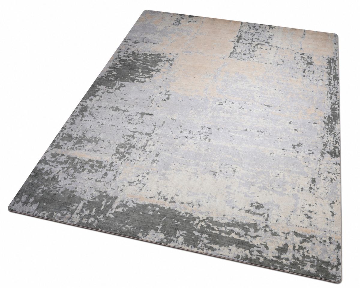 Hand-Knotted Multicolor Wool Area Rug with Modern Distressed Abstract Pattern
