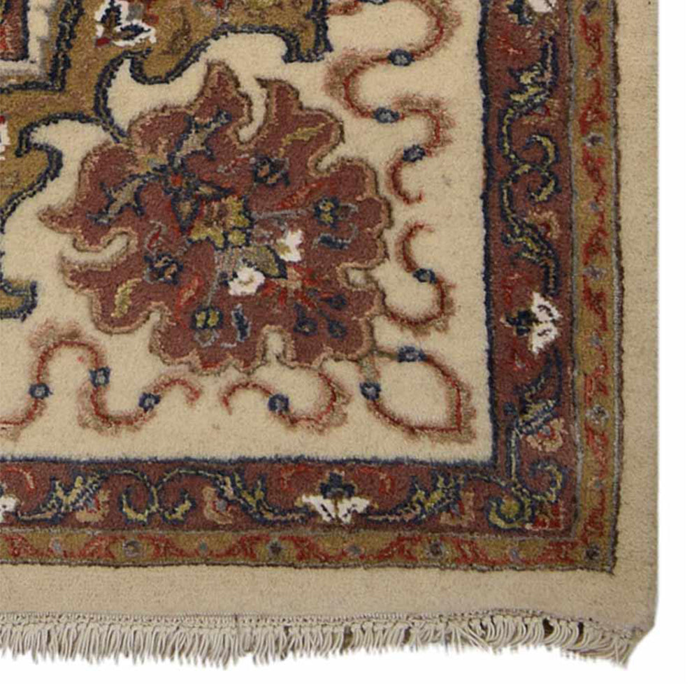 Hand Knotted Isfahan Wool Area Rug Oriental Cream