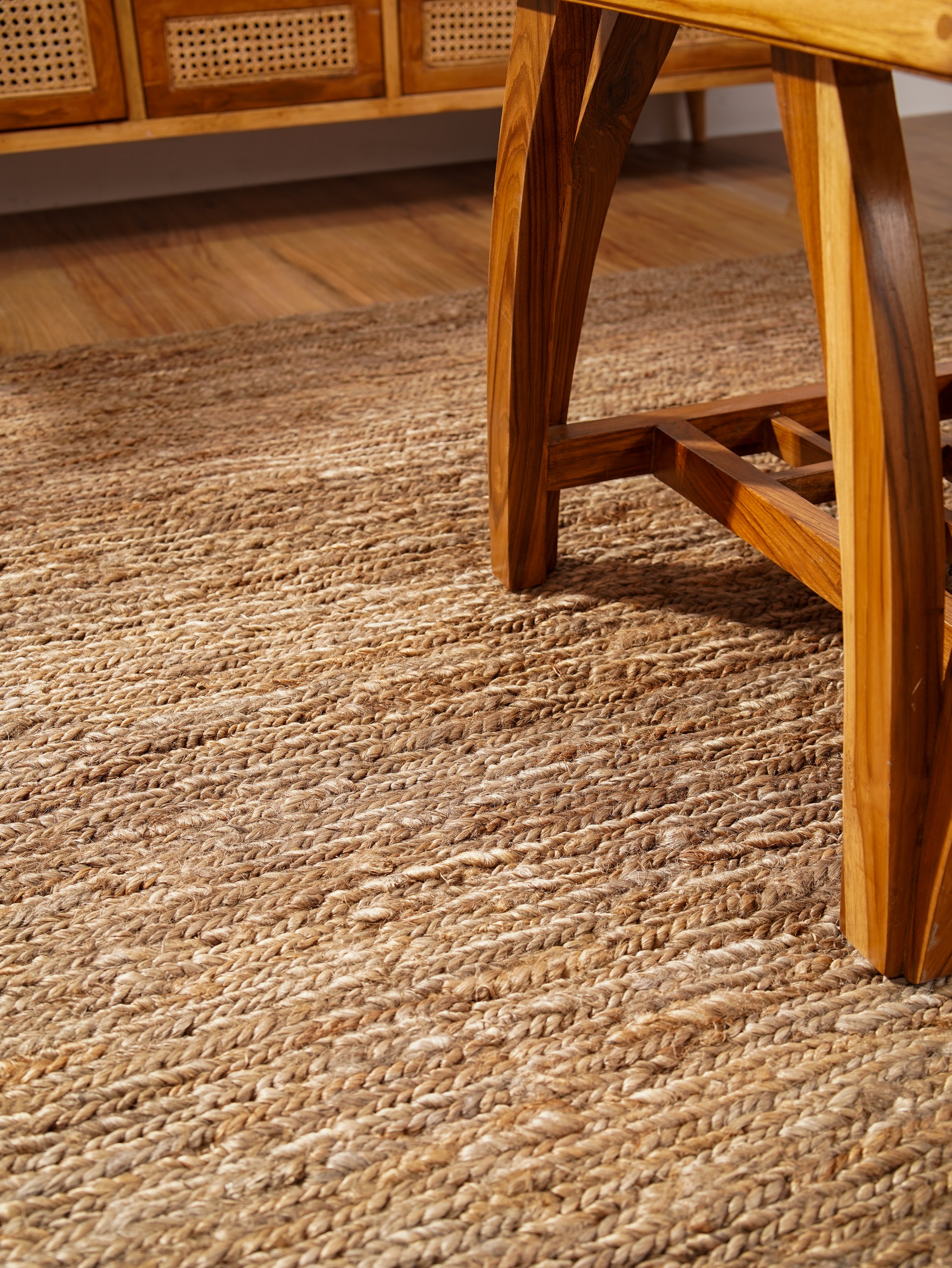 Light Brown Hand Knotted Sumak Jute Rug
