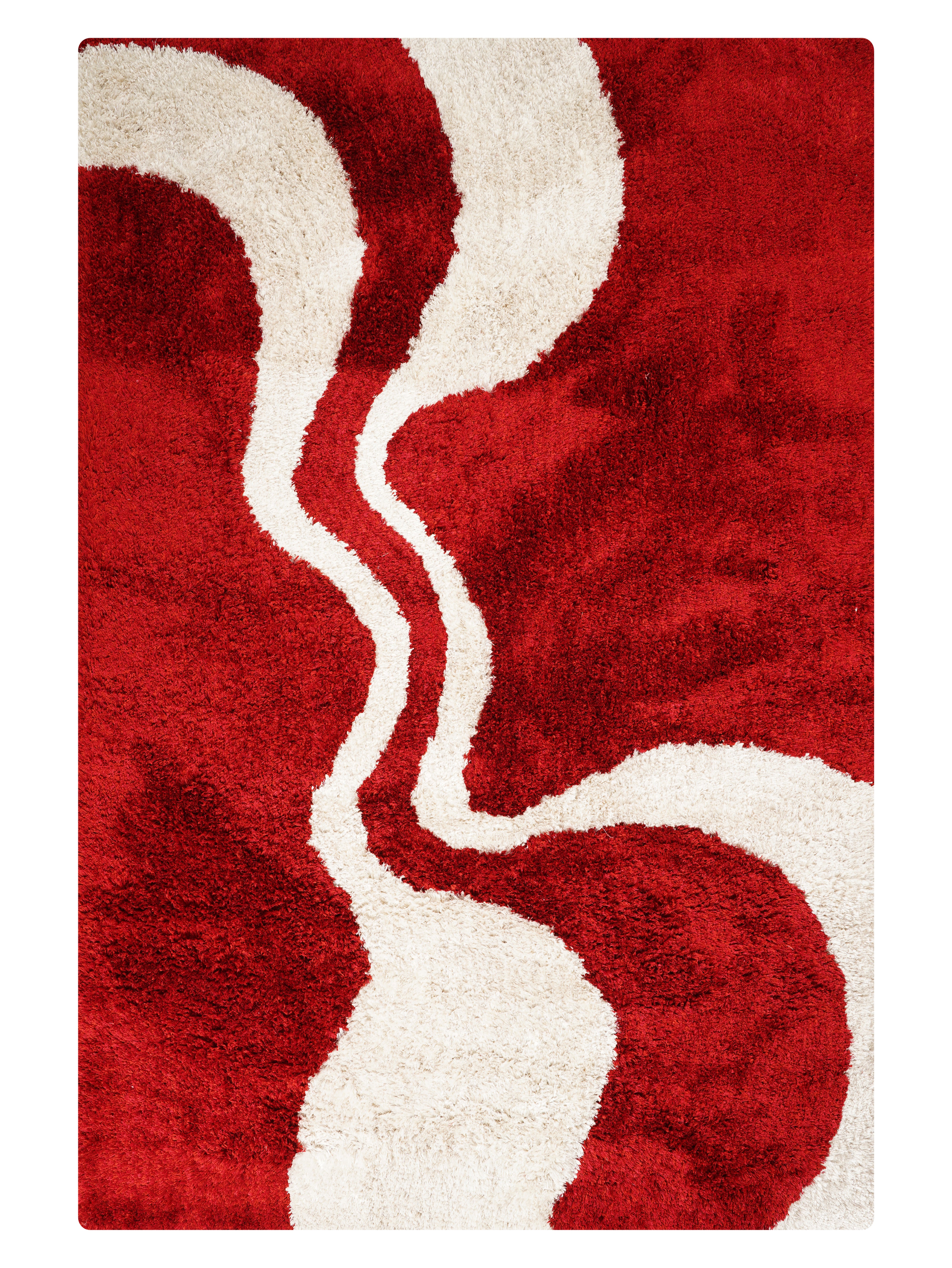 Scarlet Wave Hand Tufted Shag Rug