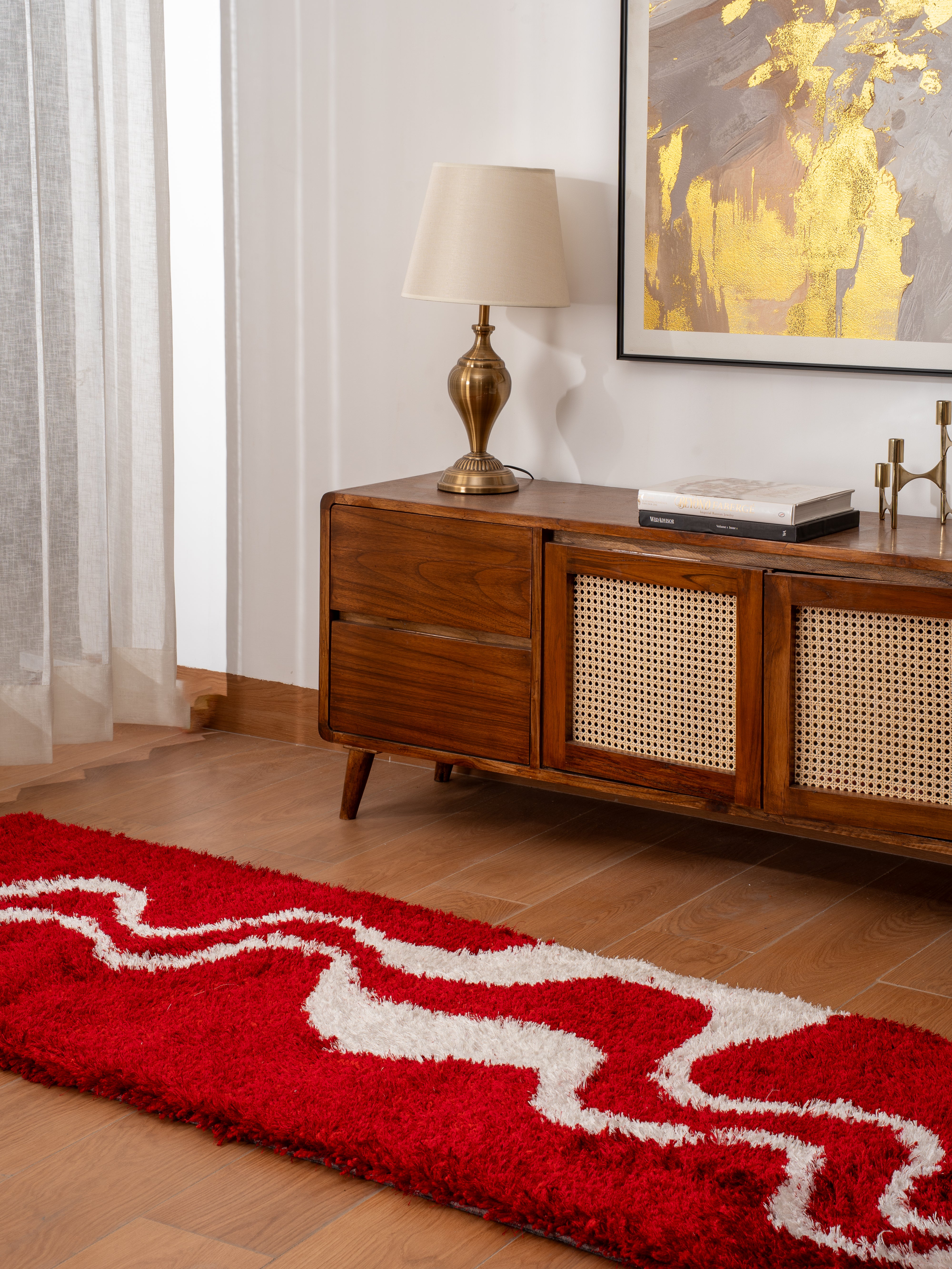 Scarlet Wave Hand Tufted Shag Rug