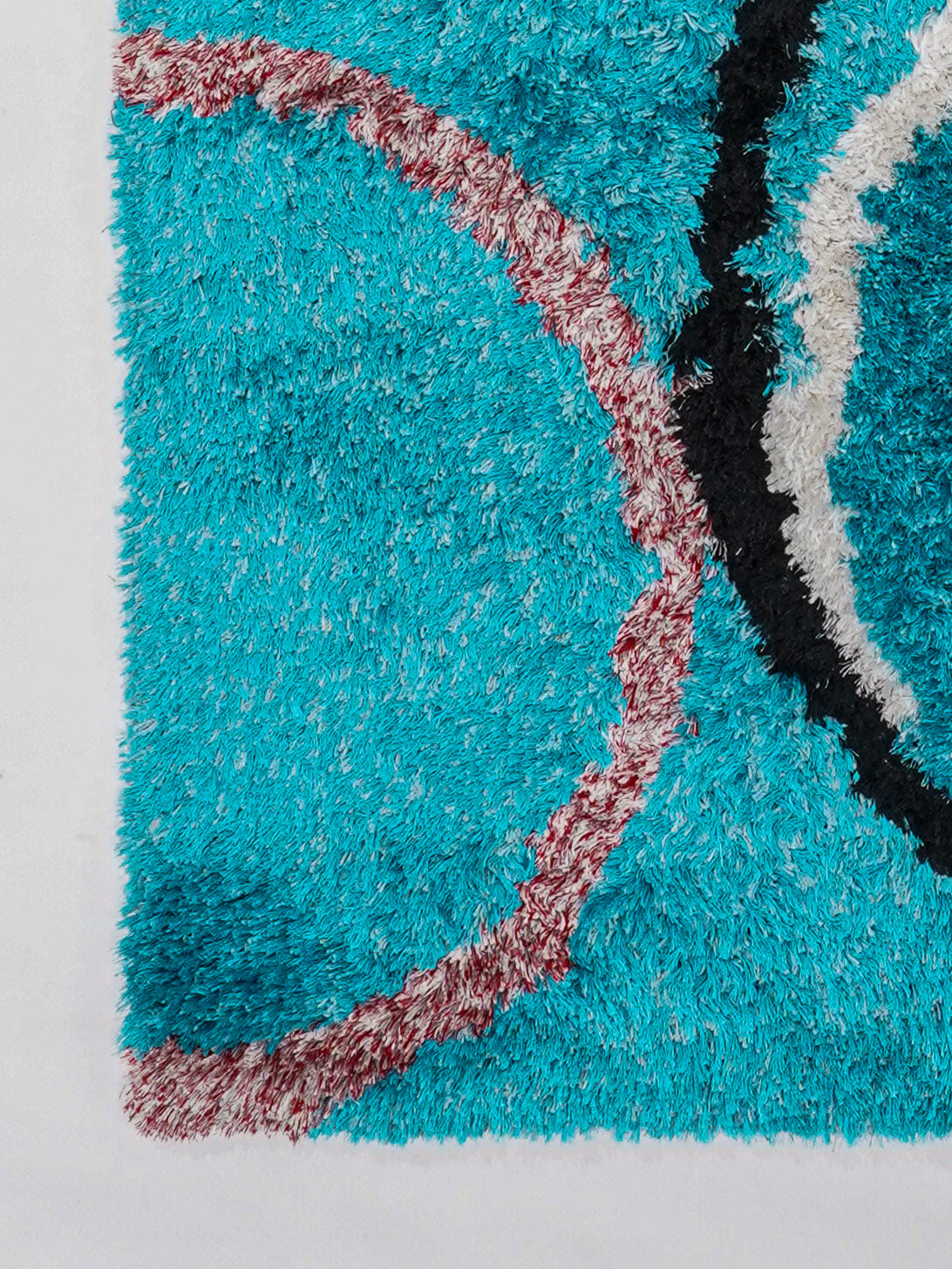 Aqua Circles Hand Tufted Shag Rug