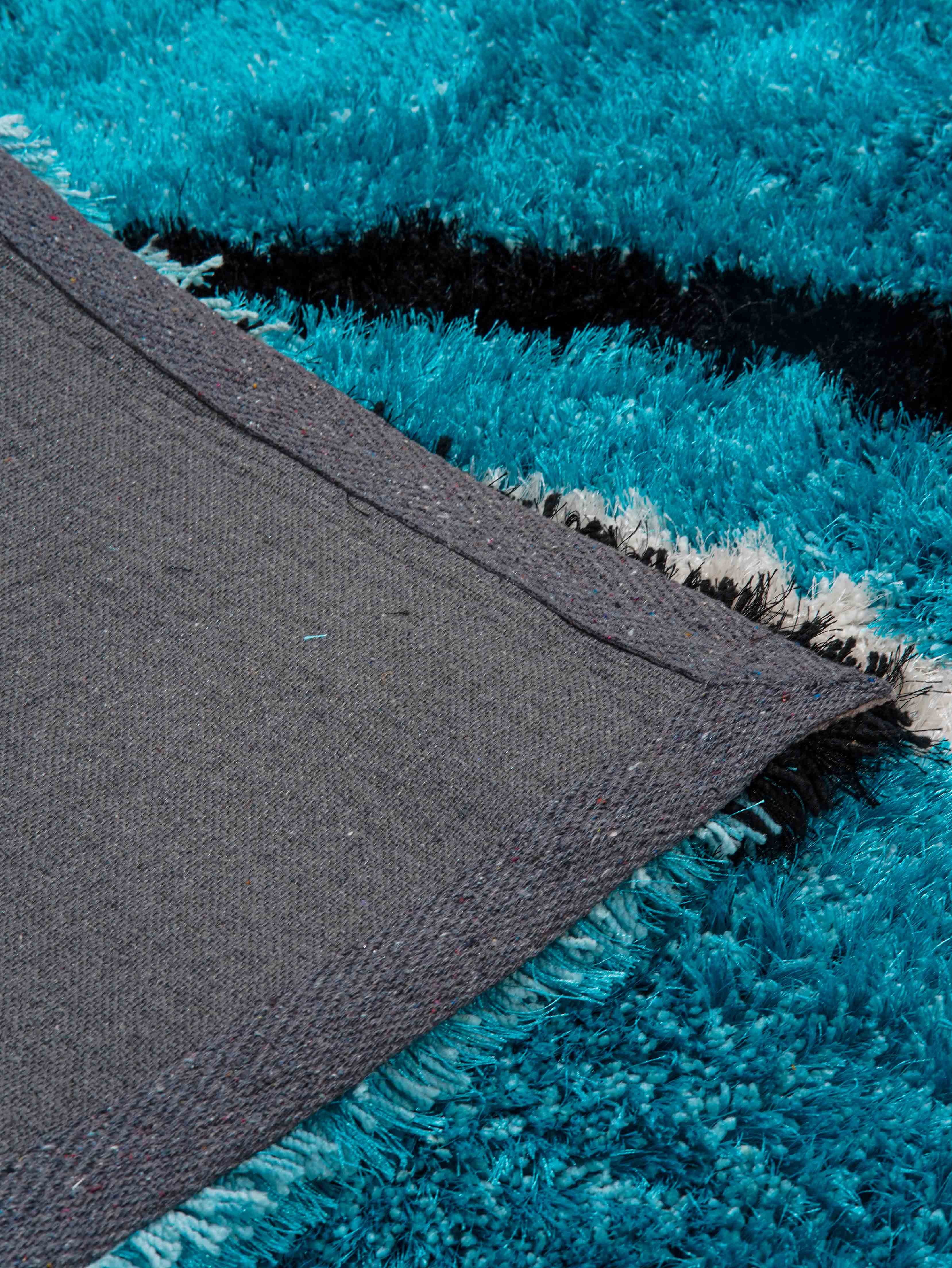Aqua Circles Hand Tufted Shag Rug