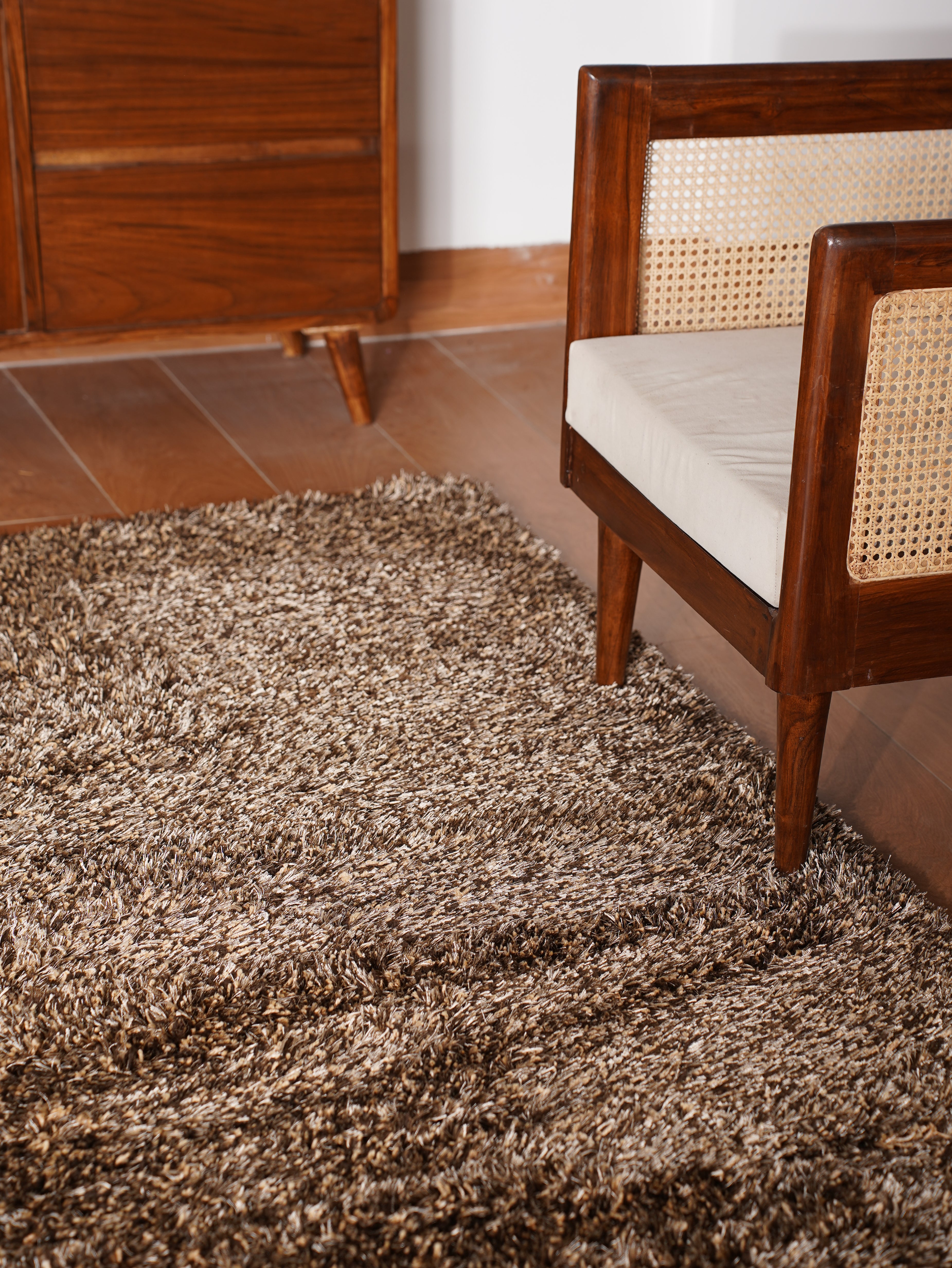Beige Brown Hand Tufted Shag Rug