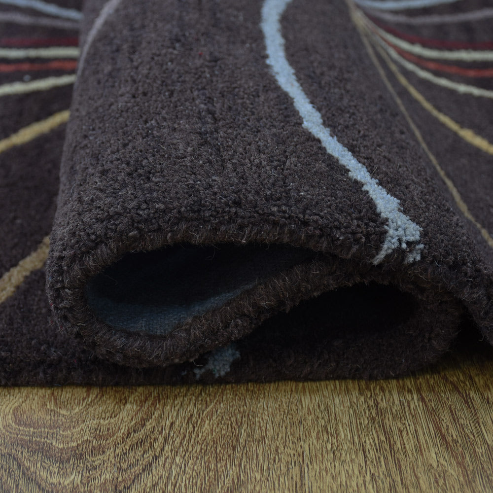 Jovin Hand Tufted Wool Brown Rug