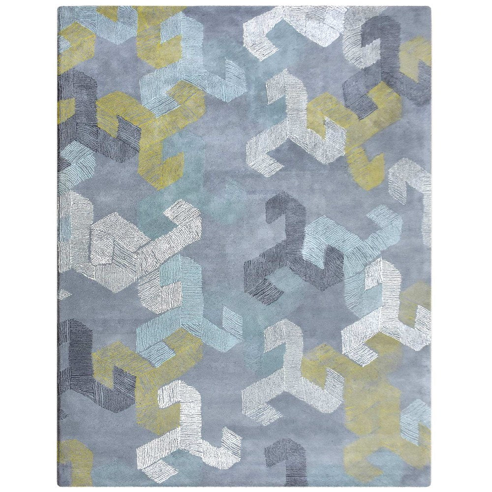 Hand Tufted Wool Area Rug Contemporary Multicolor