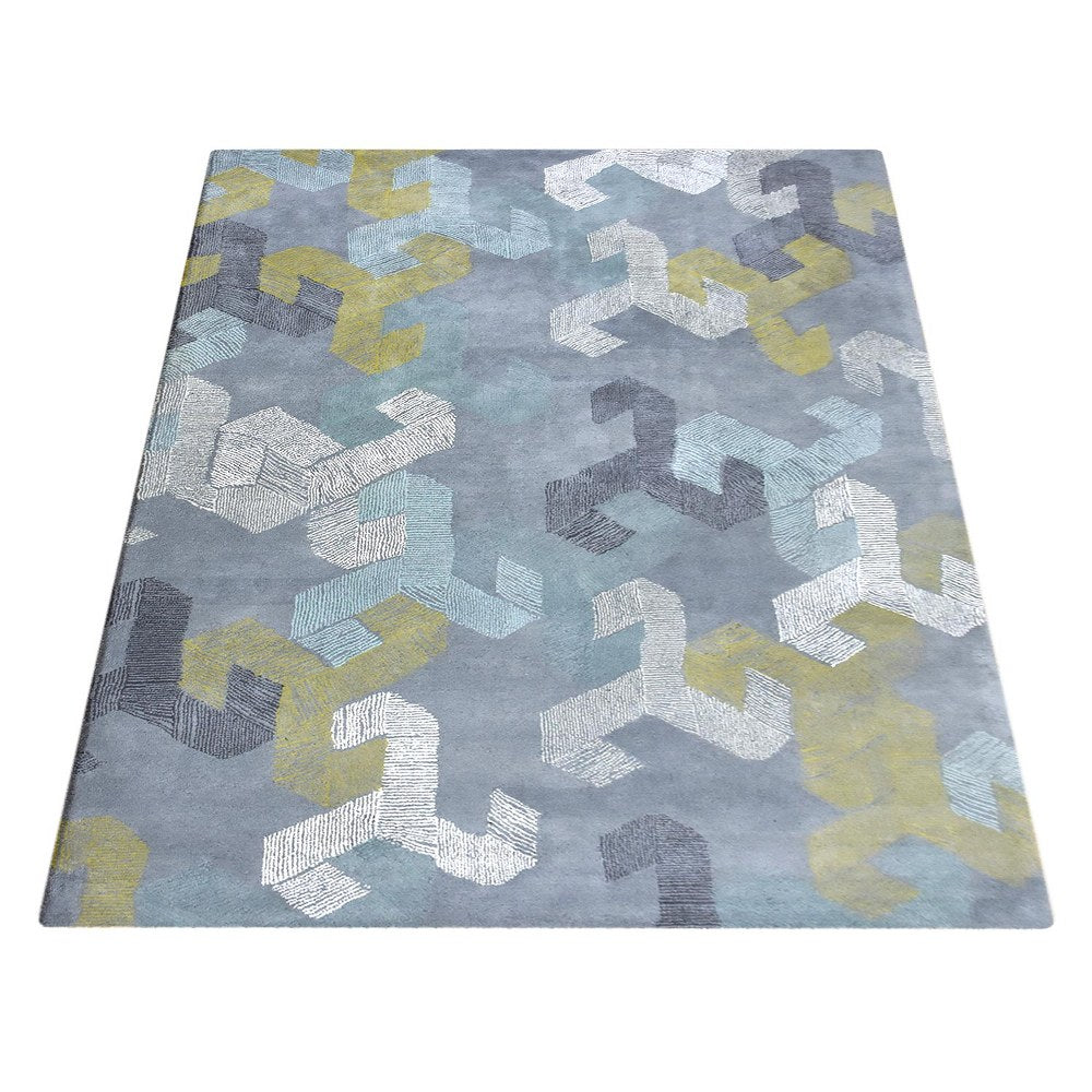 Hand Tufted Wool Area Rug Contemporary Multicolor