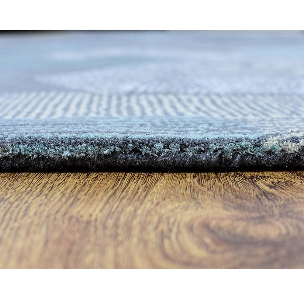 Hand Tufted Wool Area Rug Contemporary Multicolor